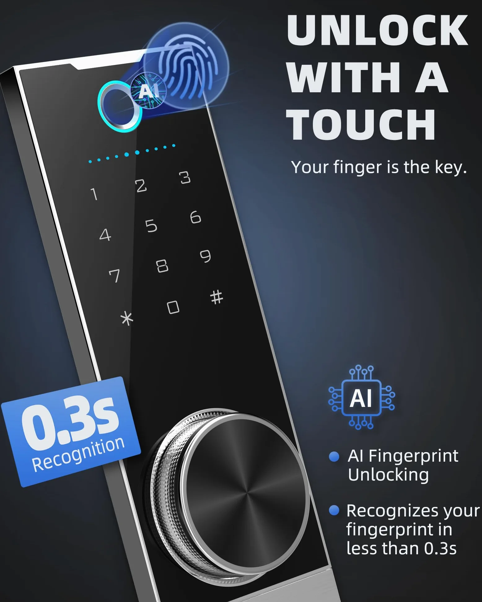 DAYI Cassaforte biometrica per impronte digitali, 3,0 Cu. Ft. Cassaforte domestica con borsa ignifuga, touchpad digitale, cassaforte di sicurezza per denaro, contanti, documenti, doppio sistema di