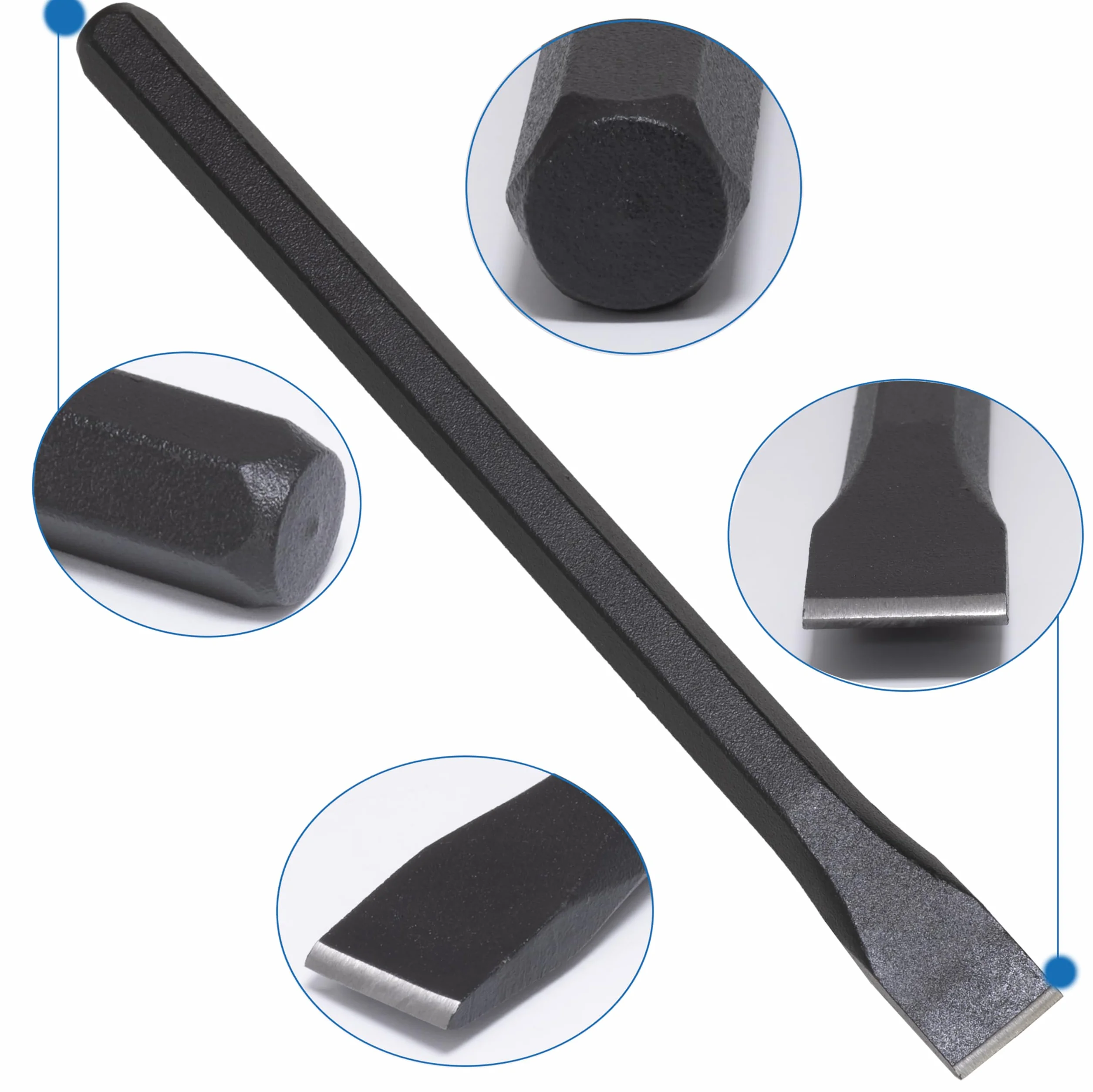 Scalpello piatto per calcestruzzo 300x18x25mm senza paramano acciaio al carbonio