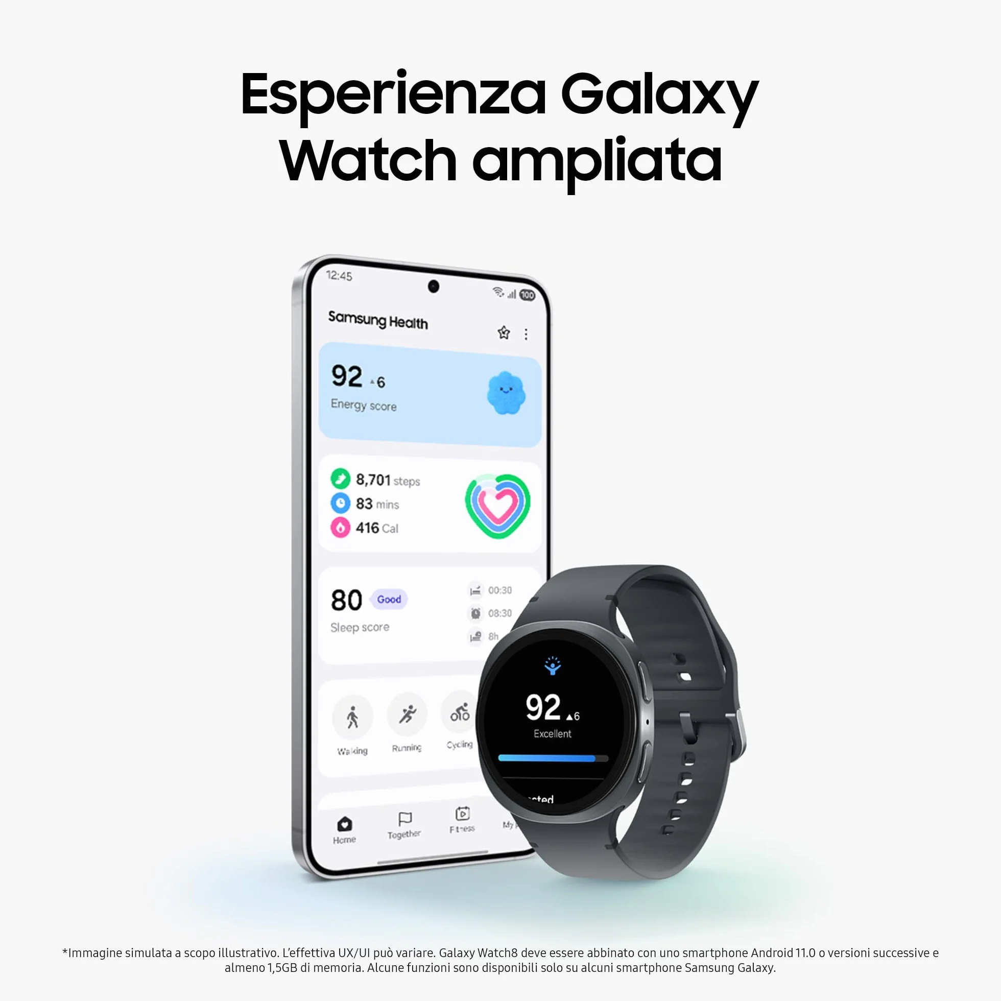 Samsung Galaxy Watch8 (Dark Gray, BT, 44mm) Smartwatch Galaxy AI, Allenatore Personale, Design Resistente agli Urti, Processore 3nm, Monitoraggio Attività Fisica e Sonno, One UI 8 [Versione Italiana]