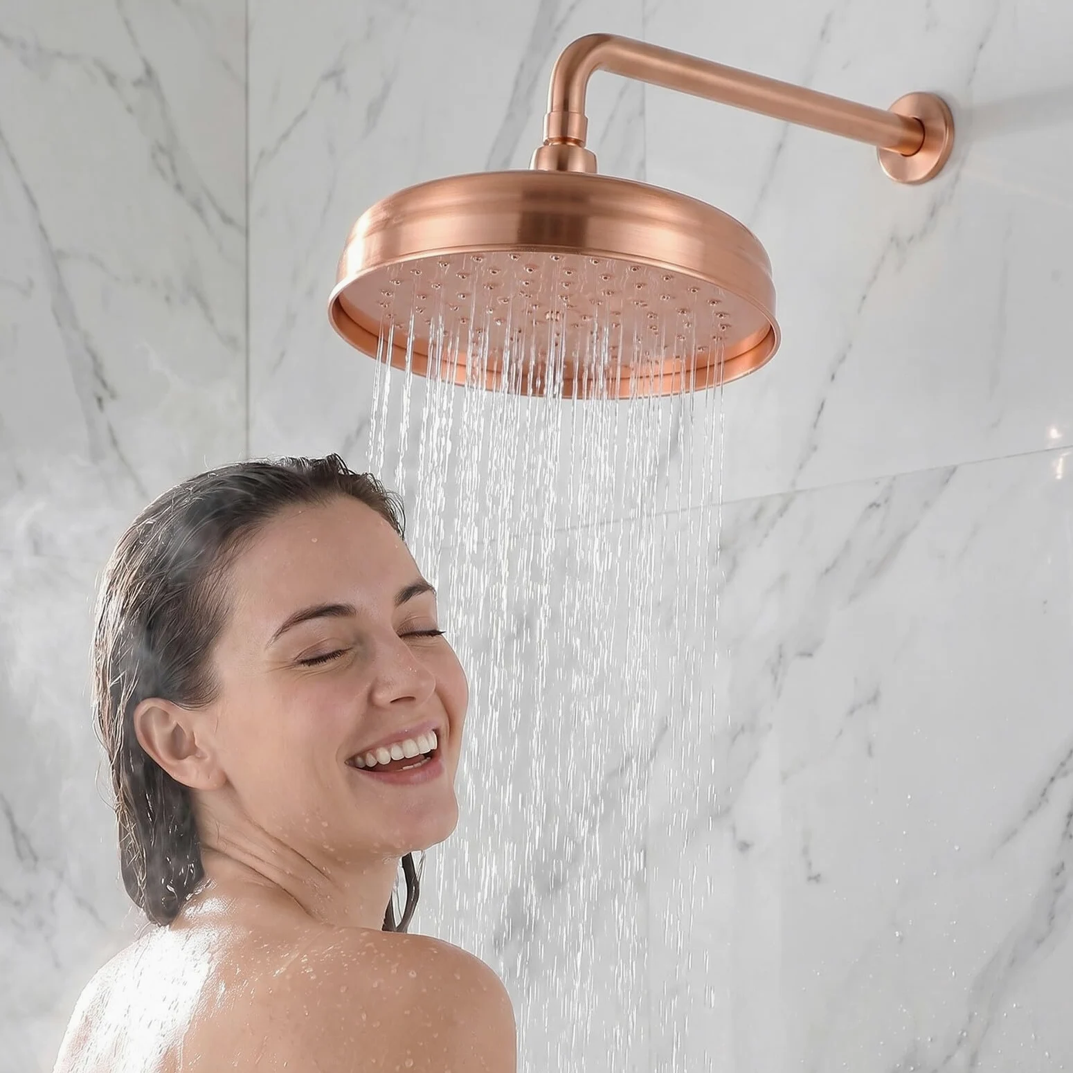Soffione Doccia in Rame Anticato Ugello a Pioggia, Facile Installazione, Design Moderno per Bagno e Momenti di Bagno Confortevoli