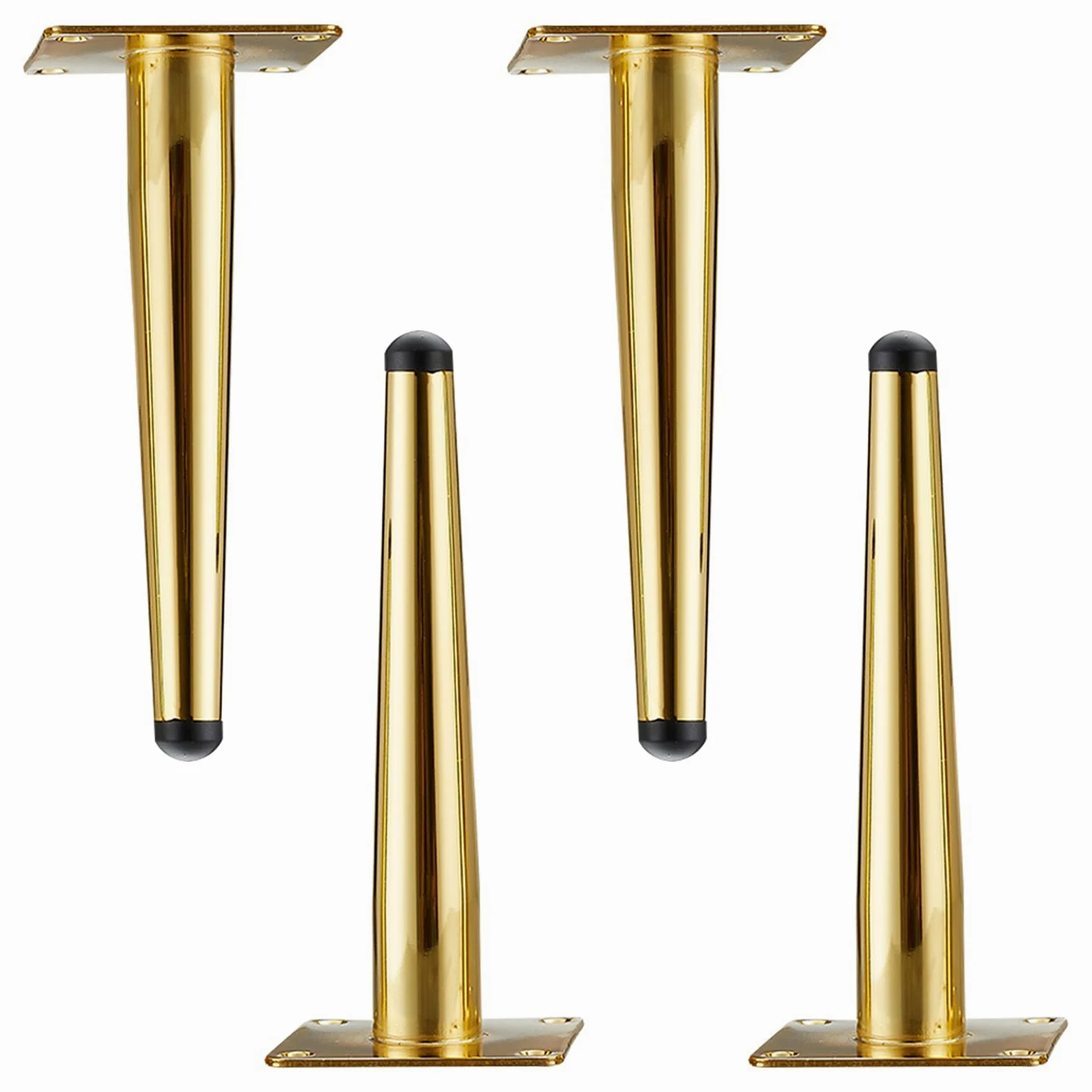 Generico Gambe per Mobili Supporto 4 Pezzi Piedini per Tavolo in Acciaio Laminato A Freddo Dorato Superficie Galvanica Piedini per Divano Altezza: 10-72 cm Piedini per Mobile 50 cm/19,7"