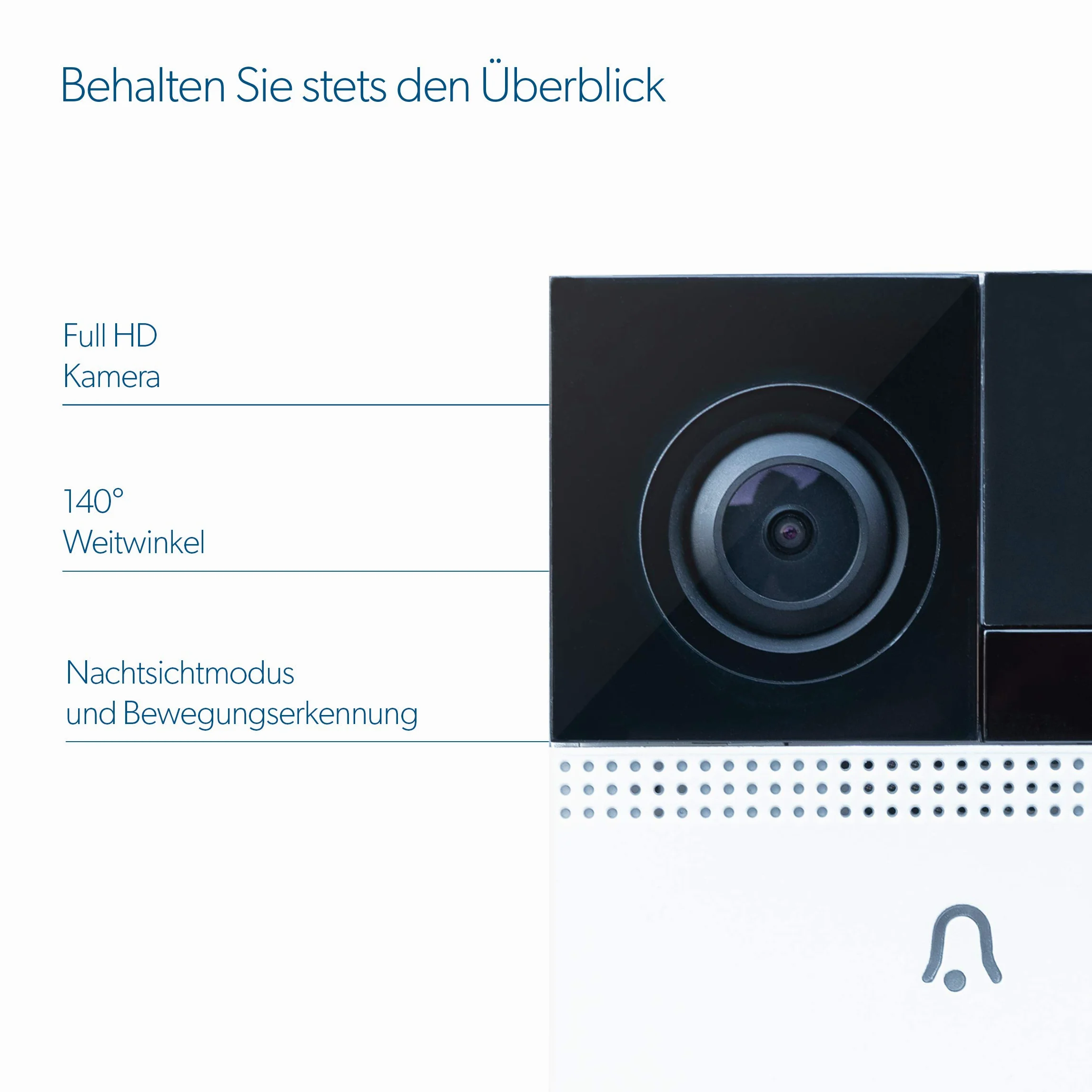 UNITEC Videocitofono WiFi, con app per smartphone, batteria o cablaggio fisso, con telecamera WLAN Full HD, audio a 2 vie, incluso gong radio