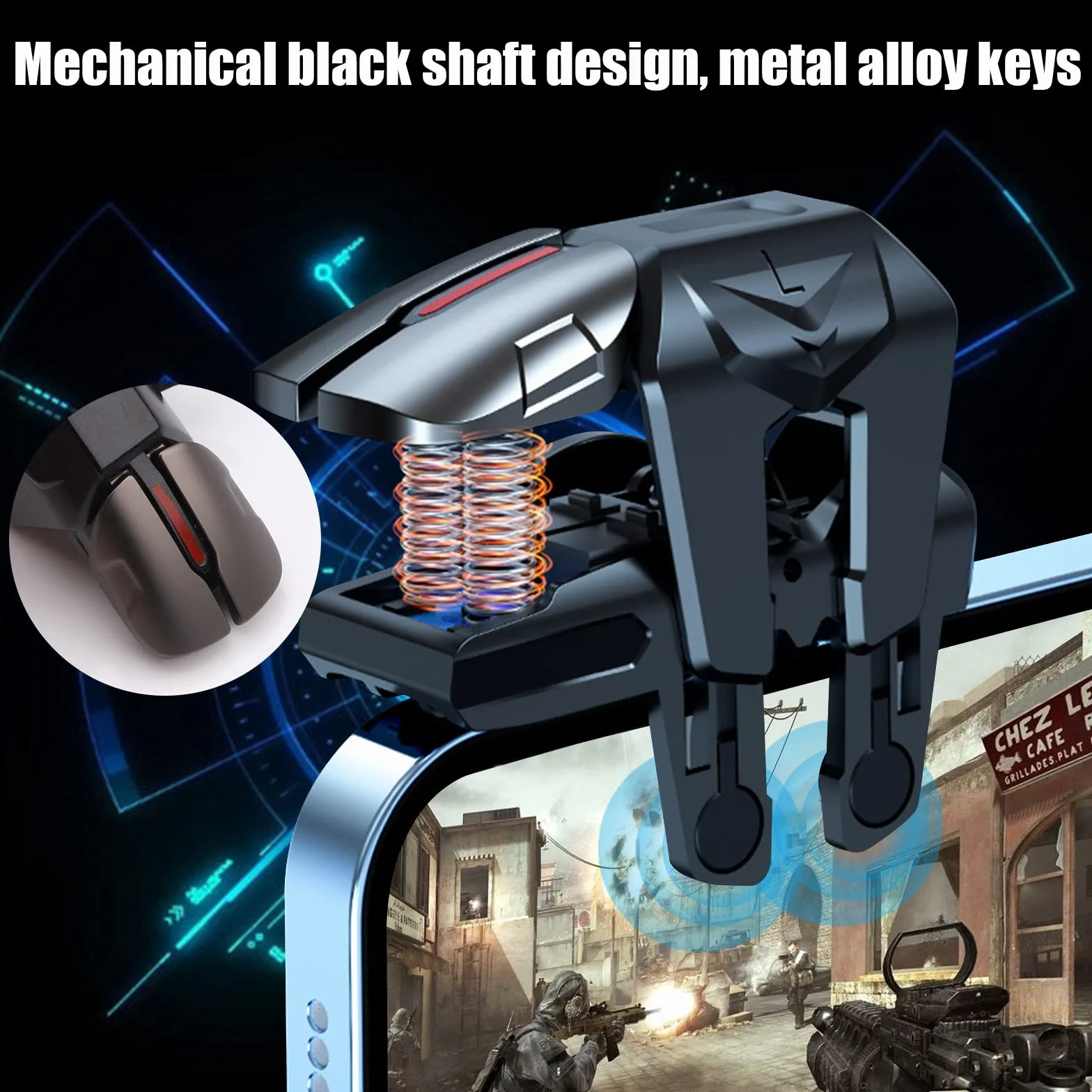 TSLBW Controller di Gioco Mobile Shooter Chiave del Metallo Gamepad Trigger Mobile Assistito Mobile Controller Gamepad Joystick ​di Gioco per iOS, Android (4 Tasti)
