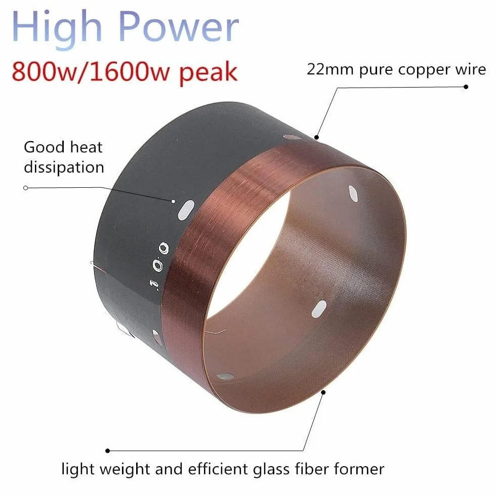1 Pezzo Bobina Mobile Woofer 100mm 1600W Max Per Subwoofer 18 Pollici Con Filo Di Rame A 2 Strati Esterni E Supporto In Fibra Di Vetro