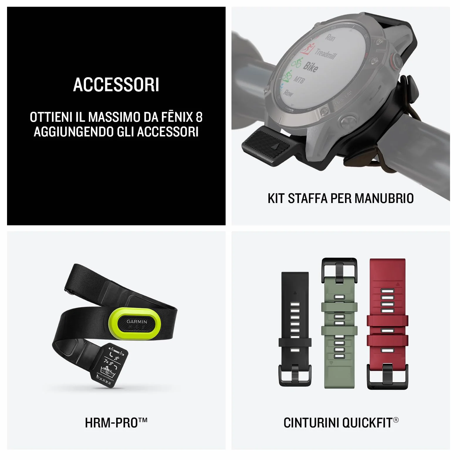 Garmin fēnix 8, 47mm, Display AMOLED 1,4", Touchscreen, Speaker e Microfono, Comandi Vocali, GPS Multi-band, Torcia, Mappe, 90+ App per lo Sport, Autonomia 16 giorni Slate Gray & Black