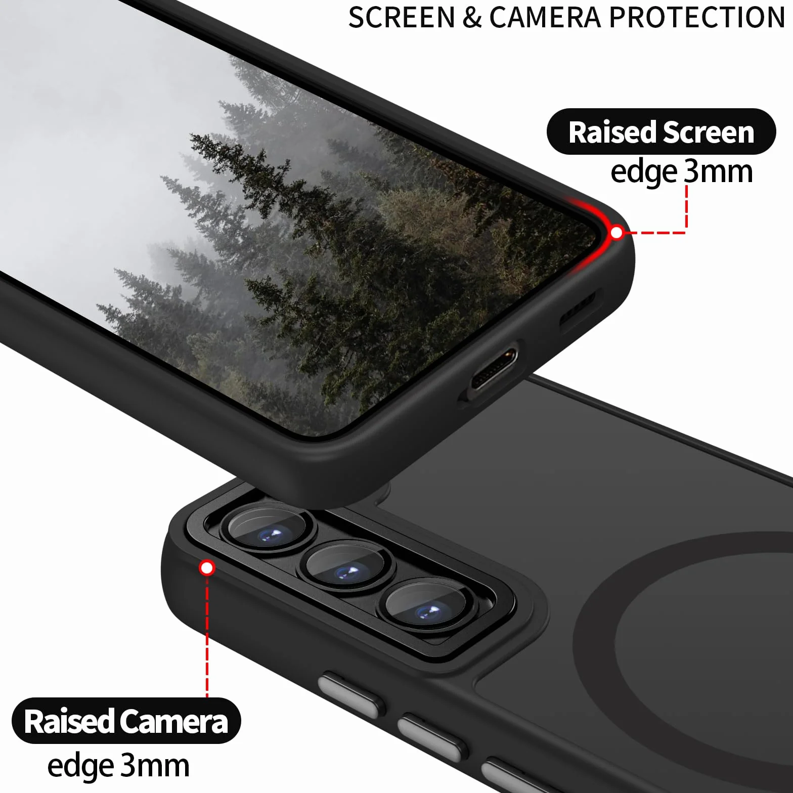 Cover Magnetica per Samsung Galaxy S22 Compatibile con MagSafe, Custodia per Samsung Galaxy S22 Traslucida Opaca Case Ultra-Sottile Resistente ai Graffi, Nero