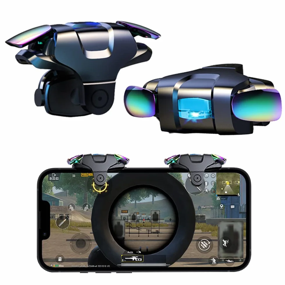 Trigger Mobile Controller per Telefono, Joystick Grilletti L1R1 Rapid-Fire Tiro Veloce 5 Livelli per PUBG cod Compatibile con Cellulare Android e iOS Gioco Mobili