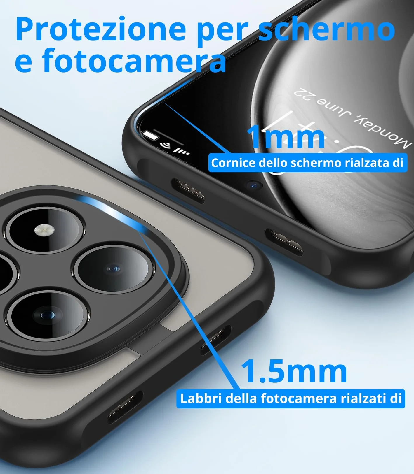Vansdon Cover Magnetica per Xiaomi Redmi Note 15 Pro 5G con 1 Pezzi Vetro Temperato, Compatibile con Magsafe, Protezione anticaduta livello militare, Cover Traslucida Opaca Sottile Antiurto-Nero