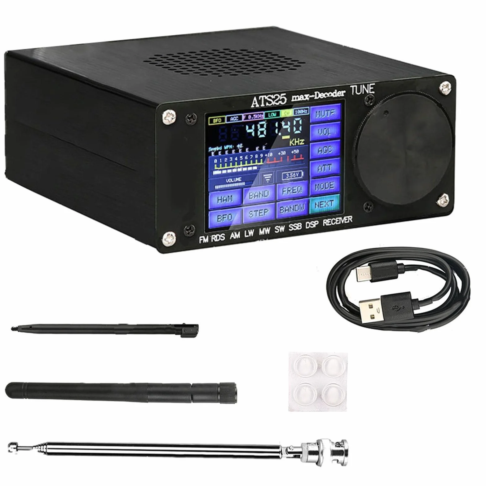 ATS-25max-Decoder Si4732A10 Full-Ba N D Supporto ricevitore CW FT8 FT4 SW per MW con cavo dati di ricarica TYPE-C