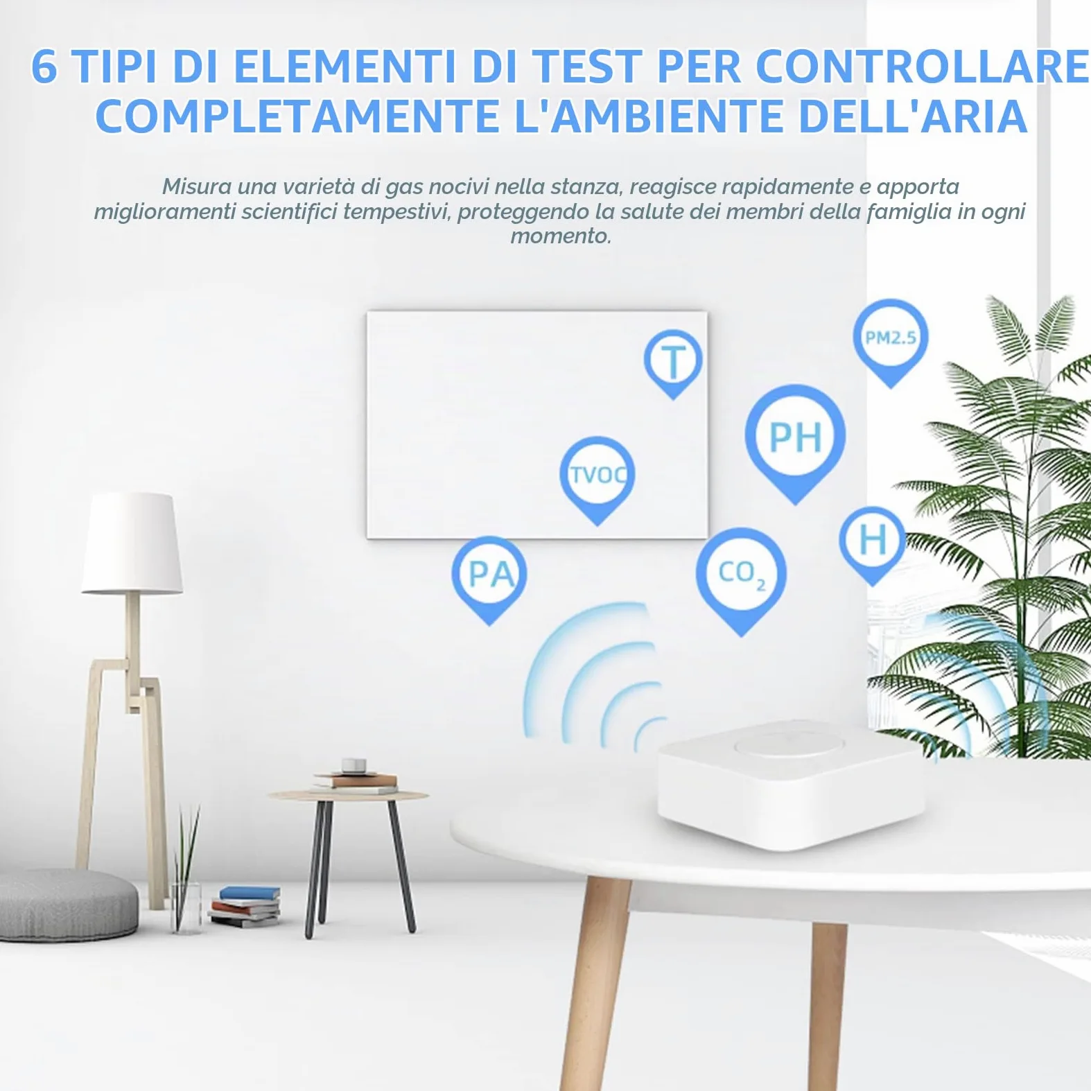per Tuya Zigbee Smart 6-in-1 Rilevatore dell'aria con monitor della qualità dell'aria PM2.5/formaldeide/VOC/temperatura e umidità/CO2 monitor per casa e ufficio
