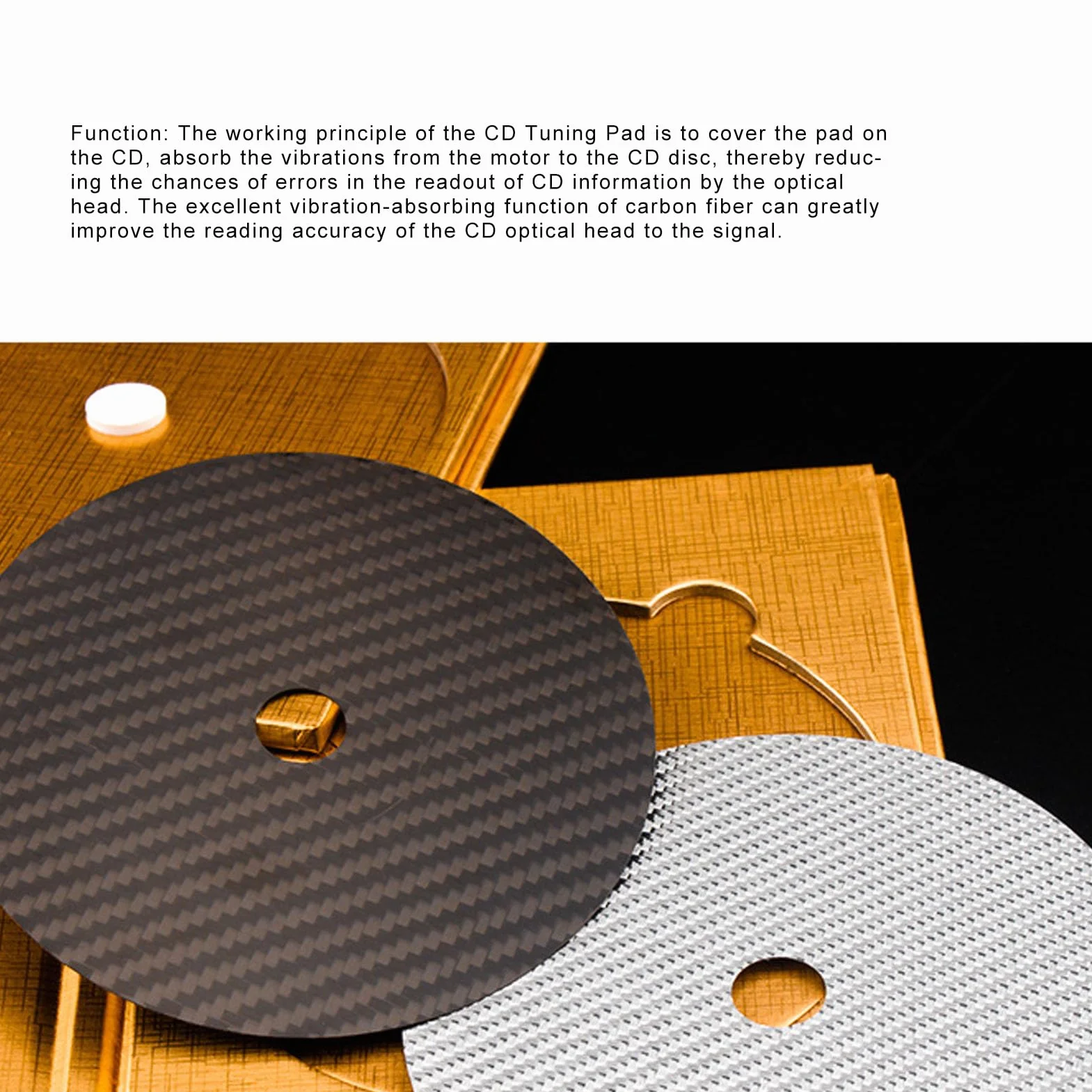 SIXRUN Carbon Fiber CD Tuning Pad 0.2mm CD DVD Stabilizer Mat con Assorbimento Vibrazioni per Miglior Chiarezza del Suono e Bassa Distorsione (BLACK)