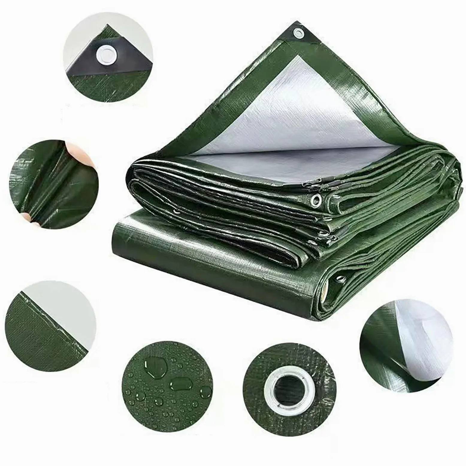 Telone Impermeabile 230 x 250 cm Extra Impermeabile Telone di Copertura con Occhielli per Mobili da Giardino Barche Legno Piscina Camion, Verde