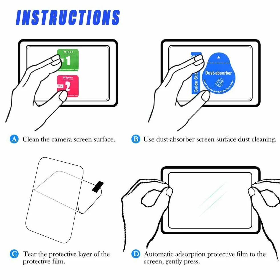 Komet WindSlayer - Custodia antivento in schiuma per parabrezza + pellicola protettiva in vetro (2 + 2 pezzi) compatibile con Hero 7, 6, 5 impermeabile fotocamera