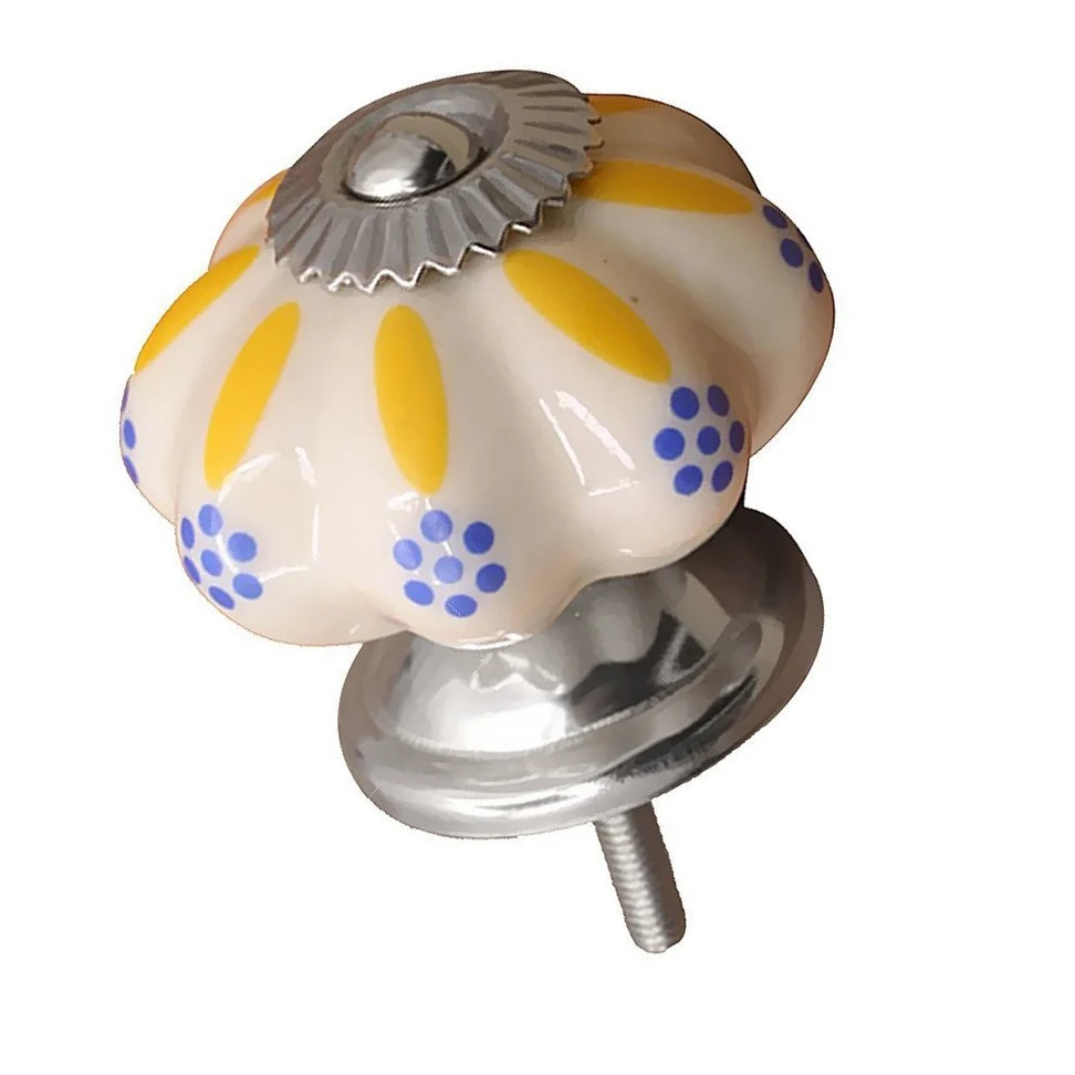 5 Pomelli Rotondi in Ceramica Dipinti a Mano Fai-da-Te - Pomelli per Porte in Ceramica - Maniglie per Cassetti per Armadi - Pomelli per Mobili per Bambini per Bambini Decorativi (Stile 2)