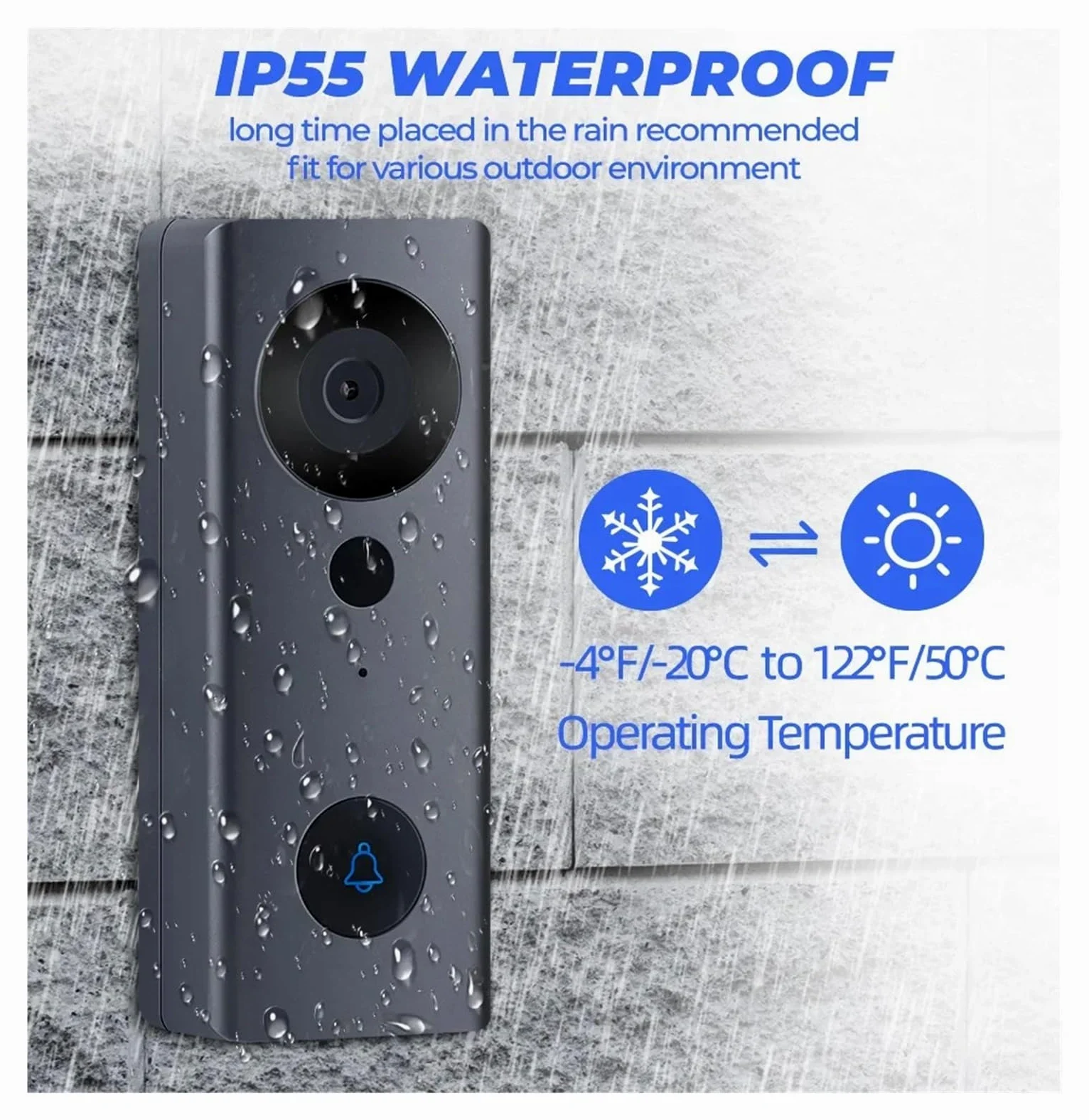 Campanello video cablato WiFi Smart Home HD 1080P con telecamera di sicurezza Conversazione bidirezionale(Doorbell)