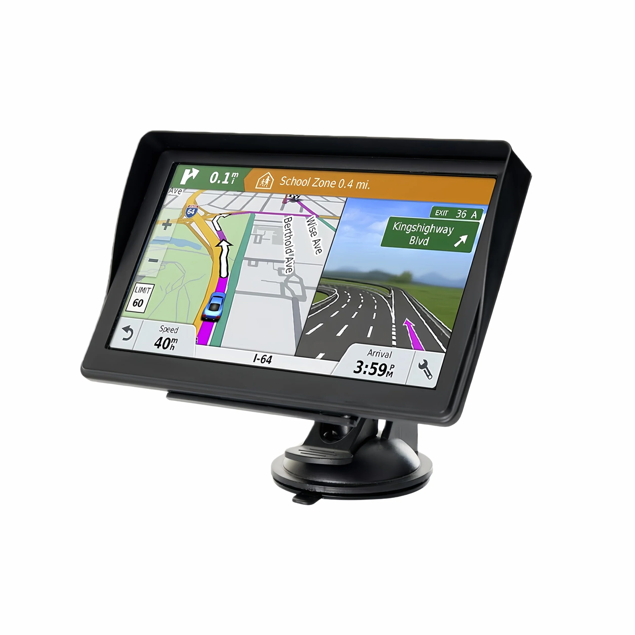 Navigatore GPS, navigazione GPS touchscreen da 7 pollici per auto, camion, camper, con informazioni sul traffico, mappa Europa 2025, aggiornamenti gratuiti a vita, guida vocale reale della direzione