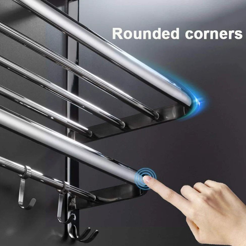Portasciugamani Mensola da Bagno a Parete Realizzata con portasciugamani, mensole da Bagno mensole da Cucina Bagno argento/argento/50 cm