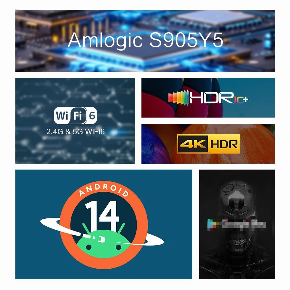 TV Box, Tanix TX5 Android 14.0 Smart Box EMMC S905Y5 Quad-Core Arm a 64 Bit Corter-A53 CPU 4K Output BT5.0 2,4 GHz/5GHz WiFi 100m LAN Enternet,4gb+32gb