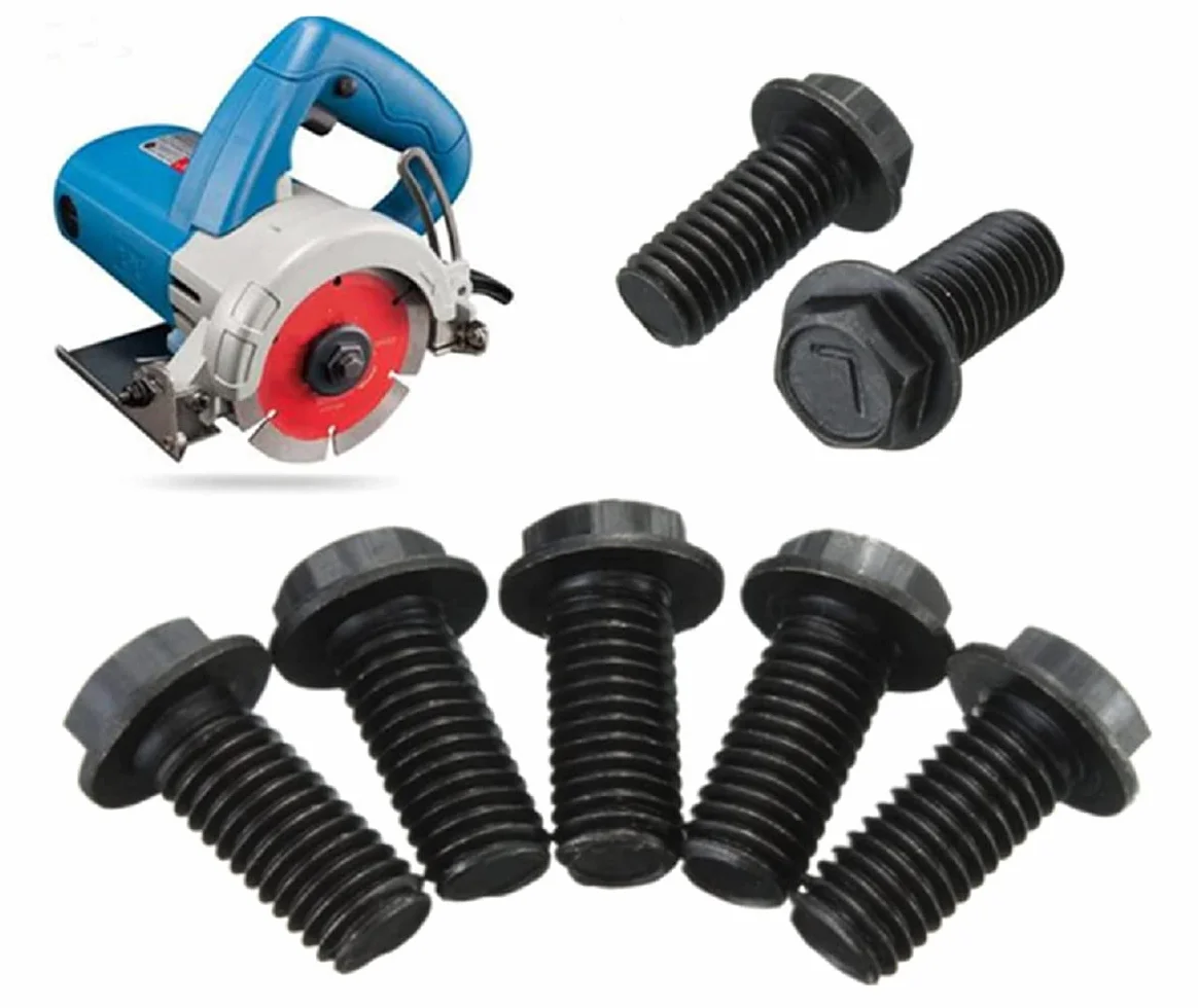 Bullone Per Lama Sega M6 X 16mm M7 X 17mm M8 X 18mm Filettatura Sinistra Flangia Esagonale Metallo Nero 3 Pezzi