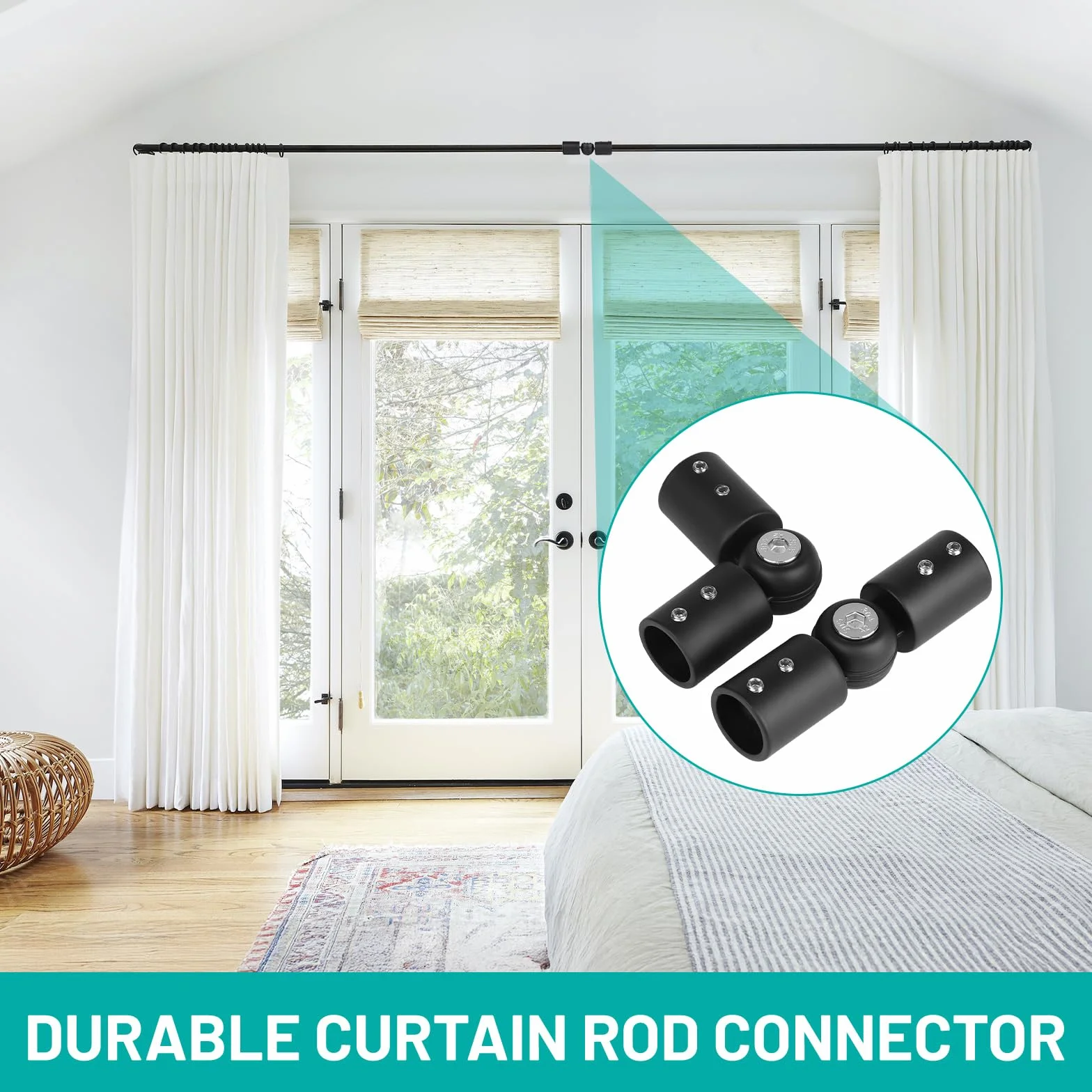 Connettore Angolare per Barra Tenda Regolabile 90-180 Gradi Acciaio Inossidabile 19mm 2 Pezzi