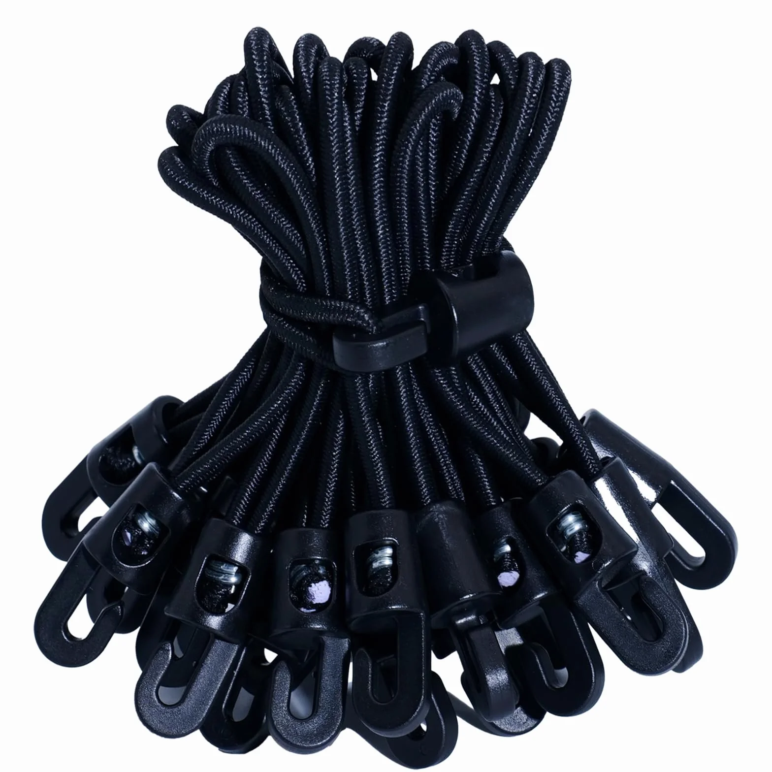 25 elastici con gancio, 15 cm di espansione, in gomma nera