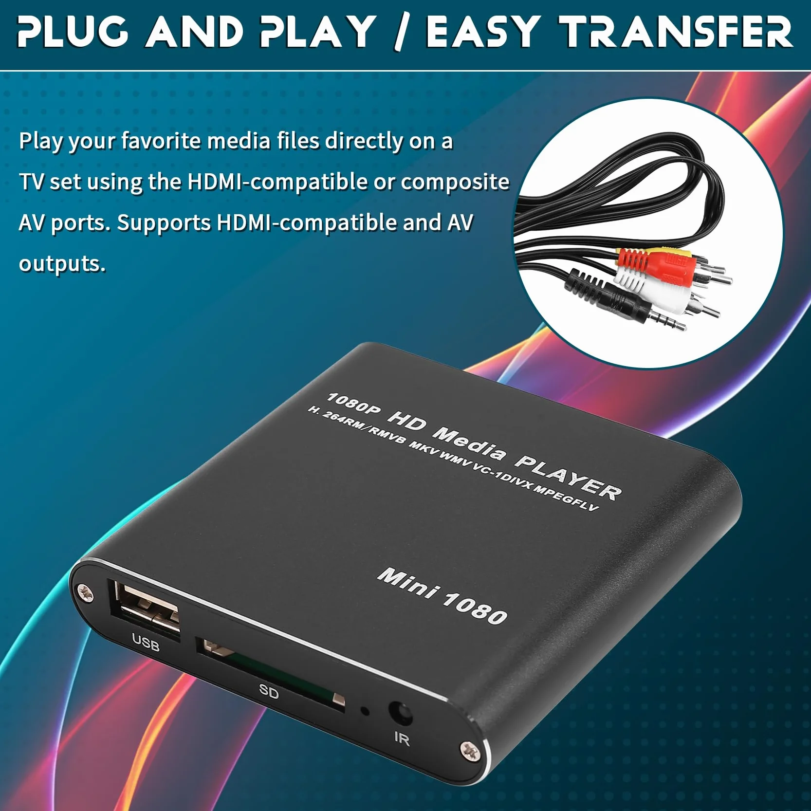 Lettore Multimediale MKV 264 HDD Lettore Multimediale USB Full HD 1080P con Supporto SD Media TV Box Lettore HDD RMVB WMV Spina UE