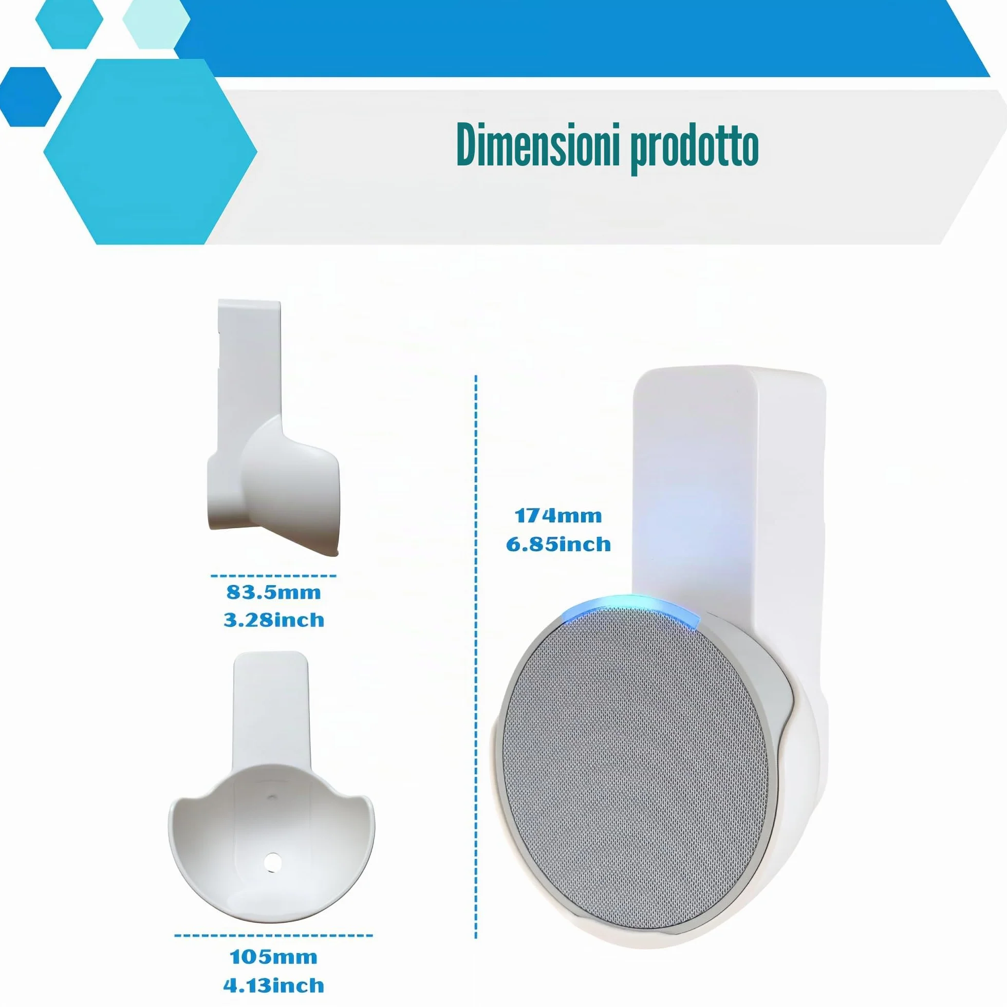 Sintron Supporto da Parete per Echᴏ Pop, Supporto per Altoparlante Intelligente, Staffa Salvaspazio per Presa, Nessuna Vite o Foratura, Gestione Cavi Integrata, Compatibile con Google Nest (Bianco)