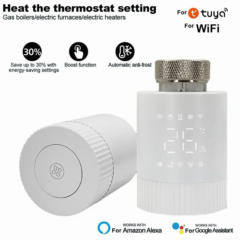 Per Tuya WiFi Smart TRV termostato, valvola termostatica programmabile per termosifone, regolatore di temperatura supporta il controllo tramite app (1 pz)