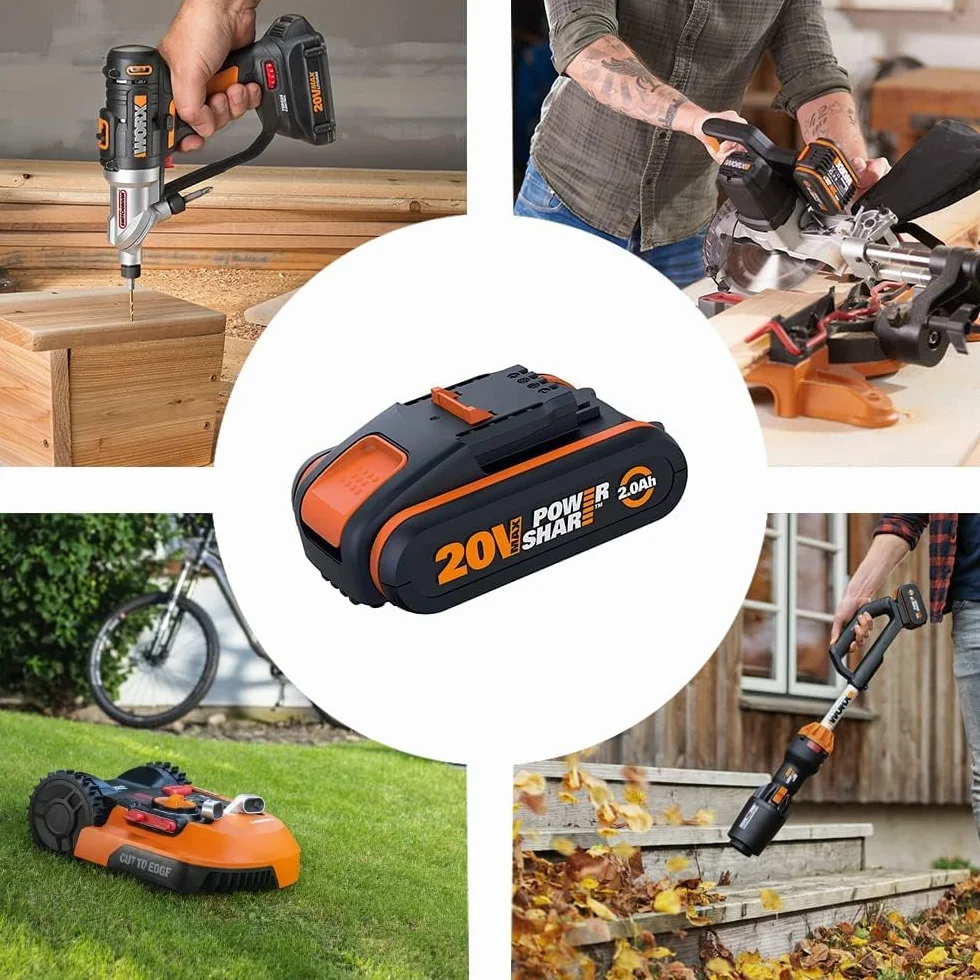 WORX WA3639 PowerShare 20V 2.0Ah batteria agli ioni di litio con indicatore di carica