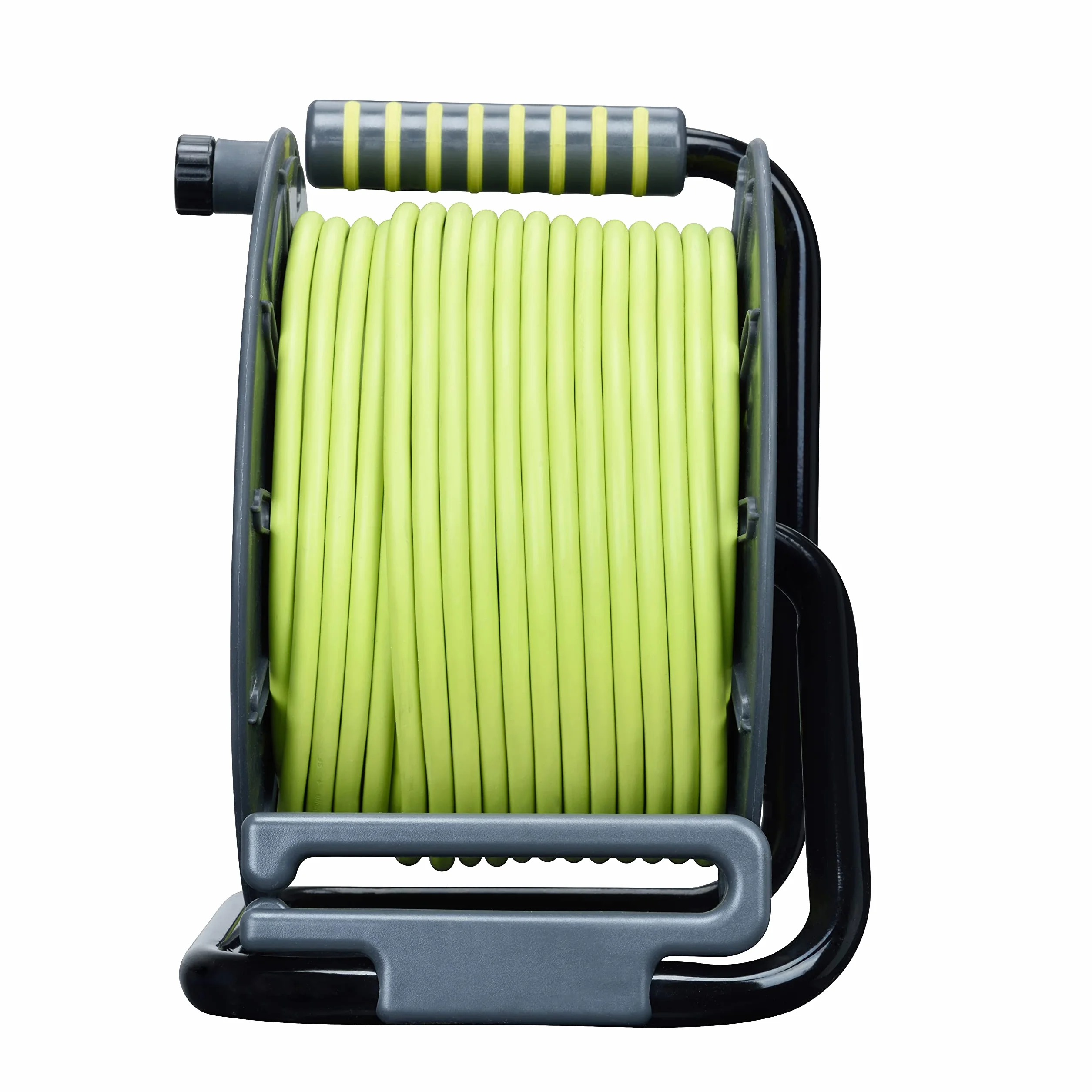 Masterplug Pro-XT Cavo di prolunga a quattro prese aperto con impugnatura di avvolgimento, taglio termico e interruttore di alimentazione, cavo ad alta visibilità da 50 metri