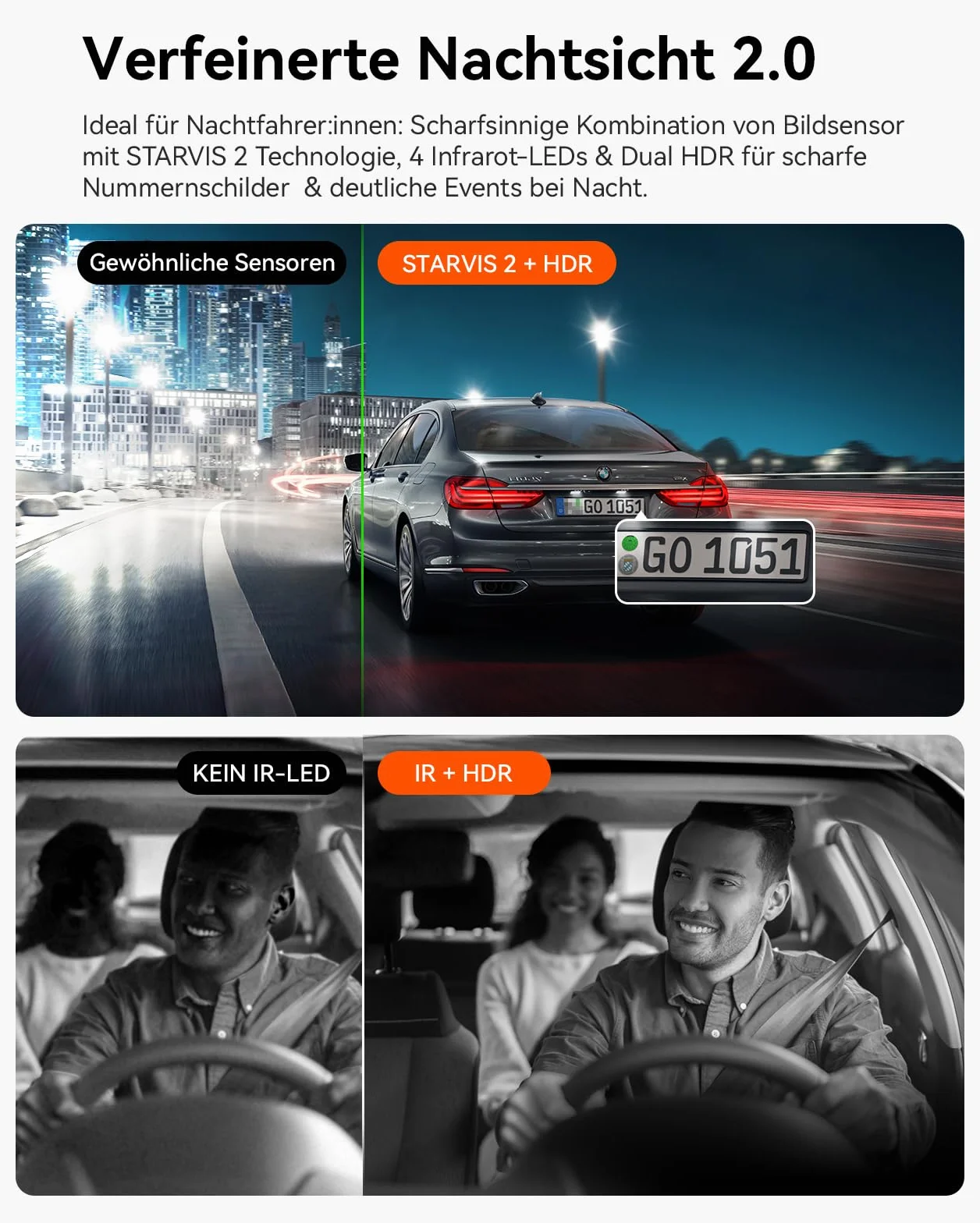 VANTRUE N2X 2.7K+1080P Telecamera per Auto Anteriore Interna, STARVIS 2 Doppia HDR Dash Cam Infrarossi, 2.5K/60FPS Frontale, 5GHz WiFi GPS, APP & Controllo Vocale, 24/7 Modalita Parcheggio, Max 512GB