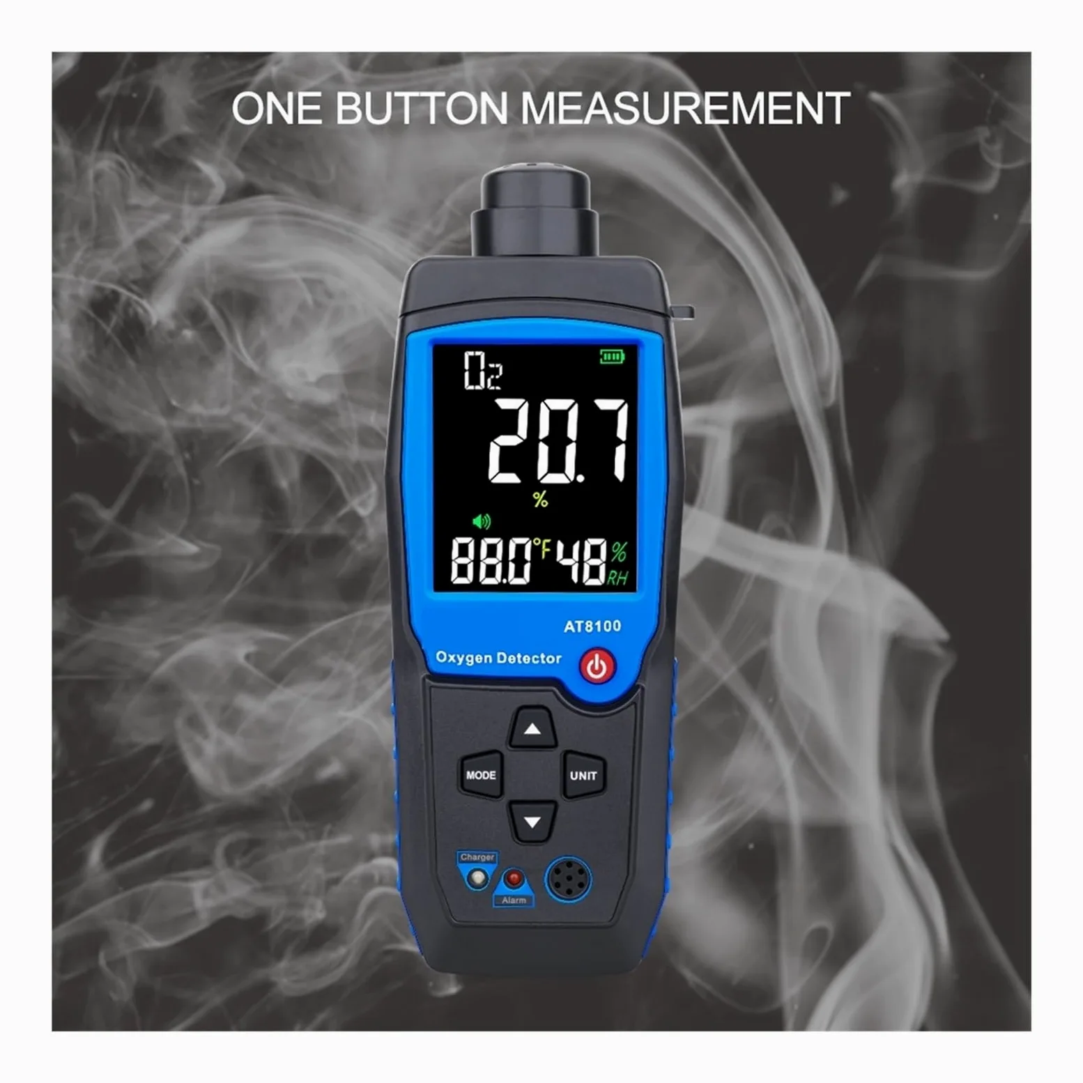 Monitor del rilevatore di gas Misuratore di ossigeno digitale con sensore intelligente Rilevatore di gas O2 Allarme luce sonora Misuratore di qualità 'aria del monitor del gas con display LCD della te
