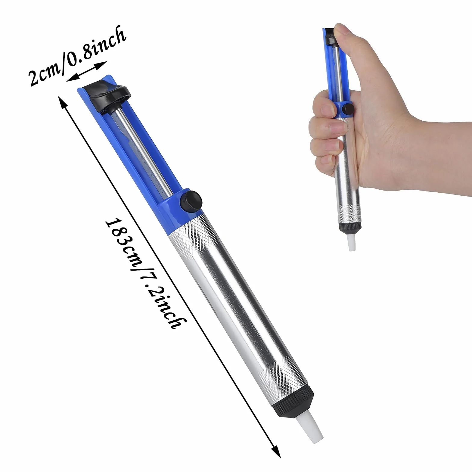 Pompa Dissaldante Alta Suzione Professionale in Alluminio per Saldatura Blu