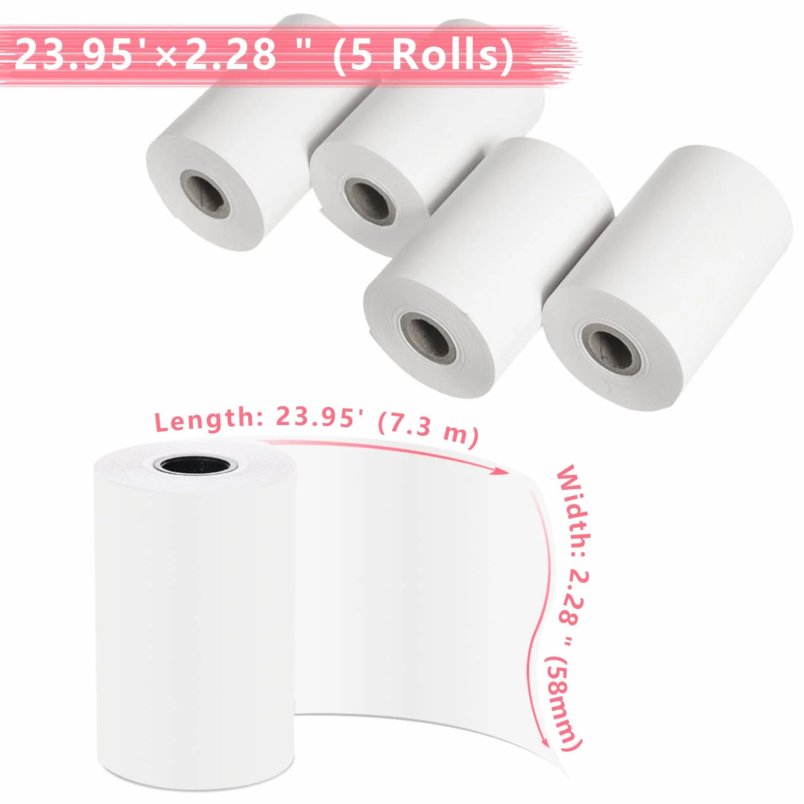 Ushining 5 rotoli di carta per fotocamera per bambini, stampa digitale fotocamera istantanea, carta termica, ricarica per fotocamera per bambini