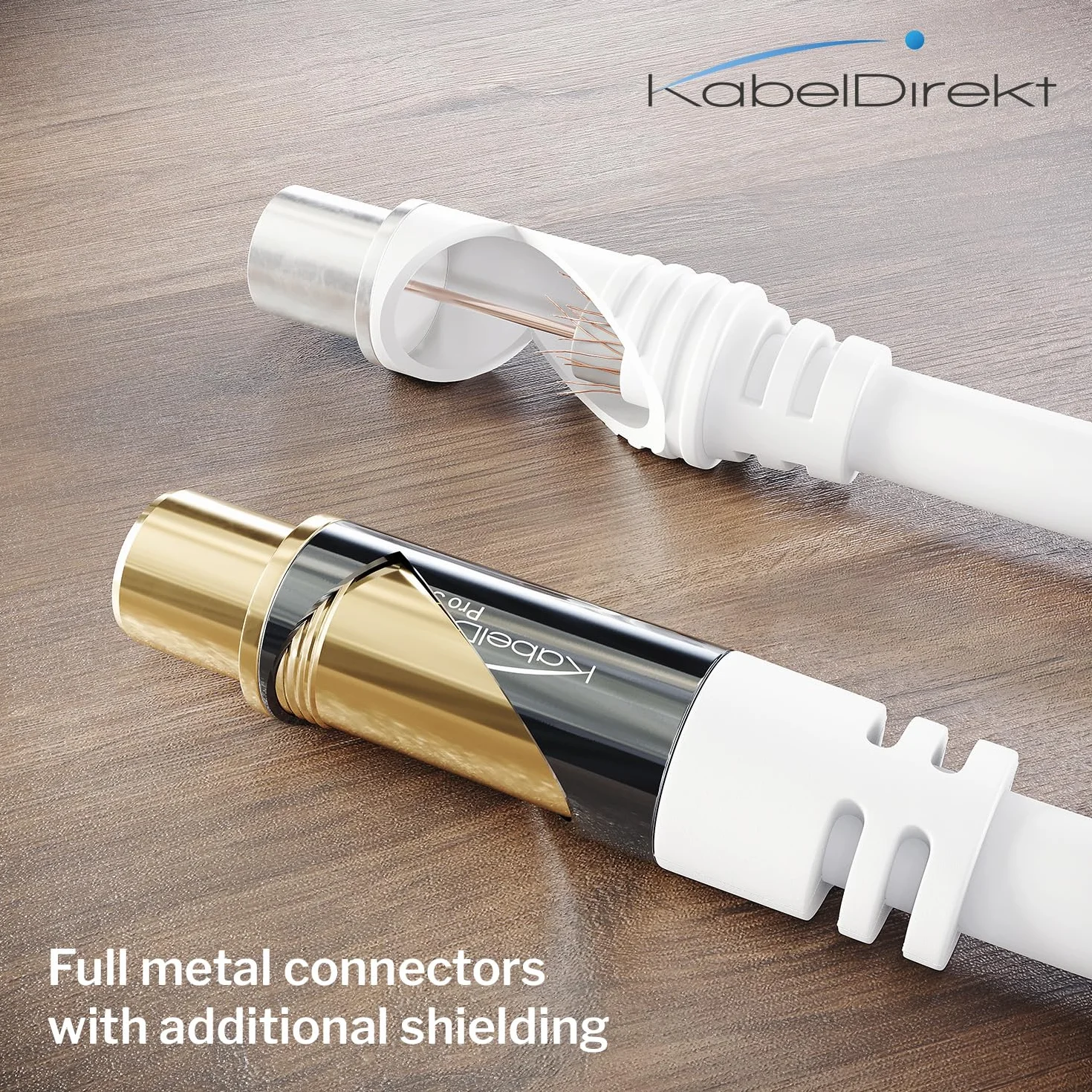 KabelDirekt – Cavo Antenna TV 4K, Coassiale – 2 m – Cavo TV digitale e analogica, connettori in metallo – Disponibile in 0,5-20 m (Spina a presa, per DVB-C/DVB-T/DVB-S, bianco)