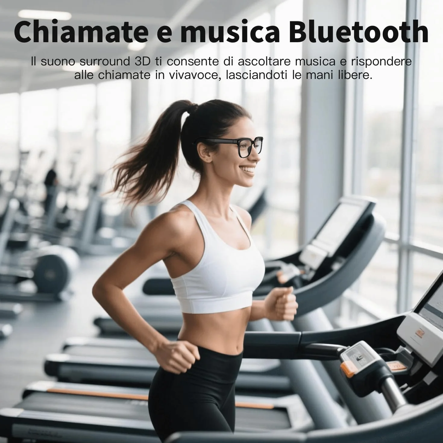 Occhiali intelligenti da 32 GB con intelligenza artificiale, dotati di fotocamera 4K con stabilizzazione dell'immagine, registrazione video e traduzione in tempo reale, lenti fotocromatiche