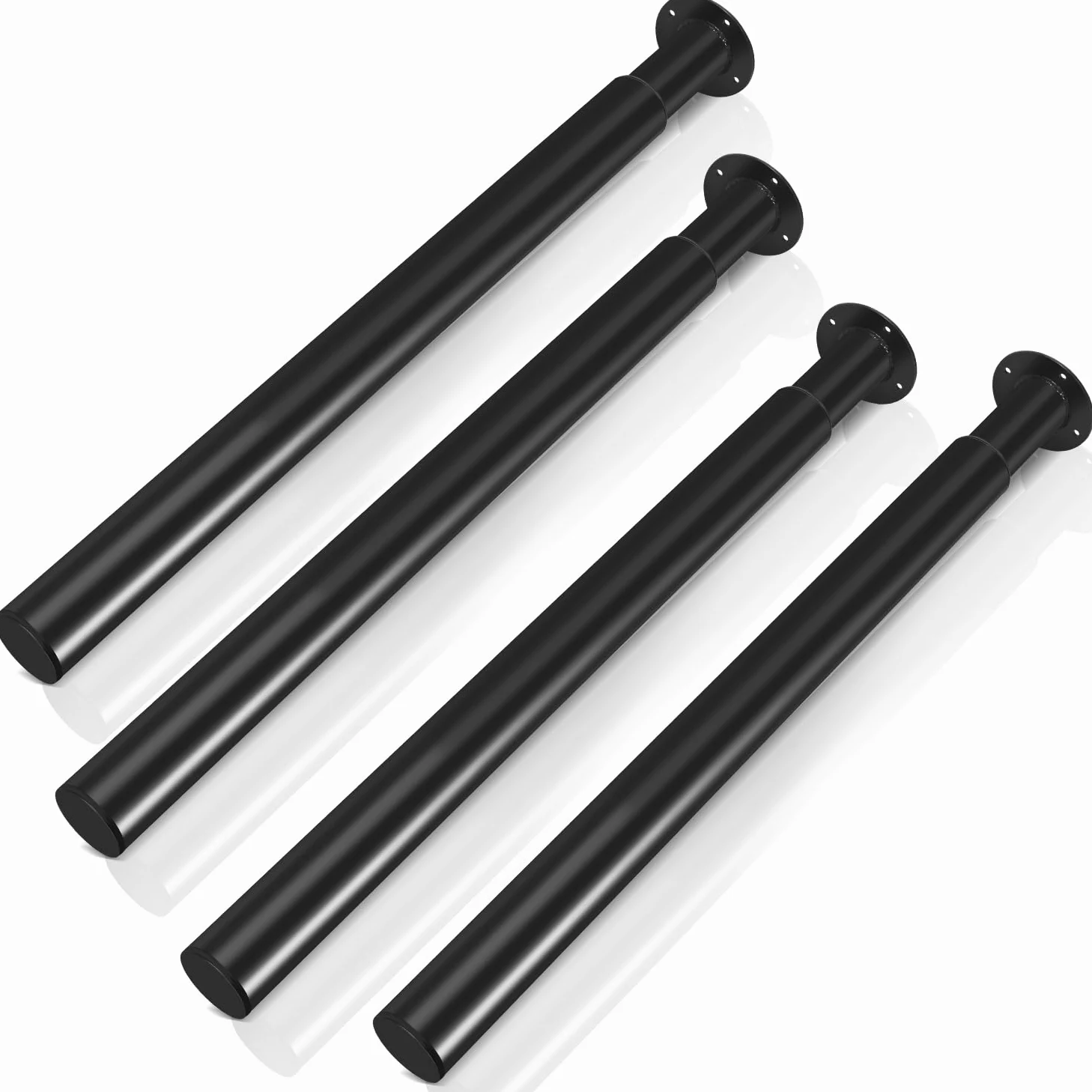 Confezione da 4 piedini per mobili, gambe regolabili da 70 a 110 cm, Fino a 200 kg per mobili, gambe da tavolo in acciaio, Caricabile divano-letto, comodino, armadietto (nero)