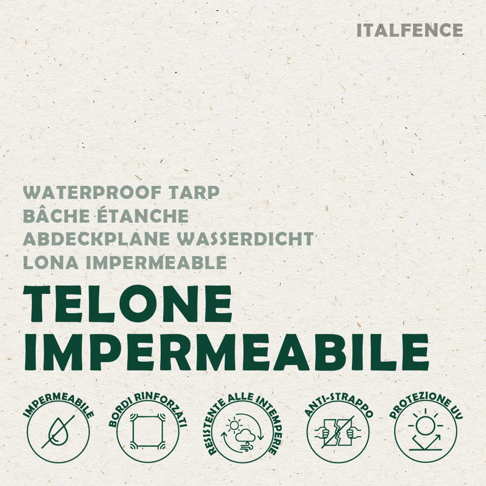Telone impermeabile PE 250 g/m² verde, occhiellato rinforzato [4 x 5 m]
