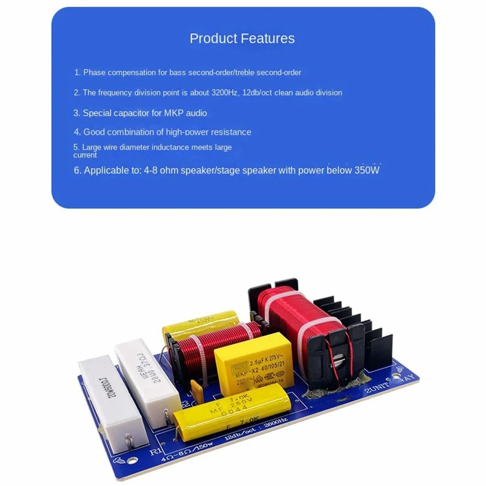 1 PCS 350W Altoparlante Audio A 2 Vie Crossover 3200Hz Divisore Ad Alta e Bassa Frequenza HiFi Filtro Crossover Ad Alta fedeltà