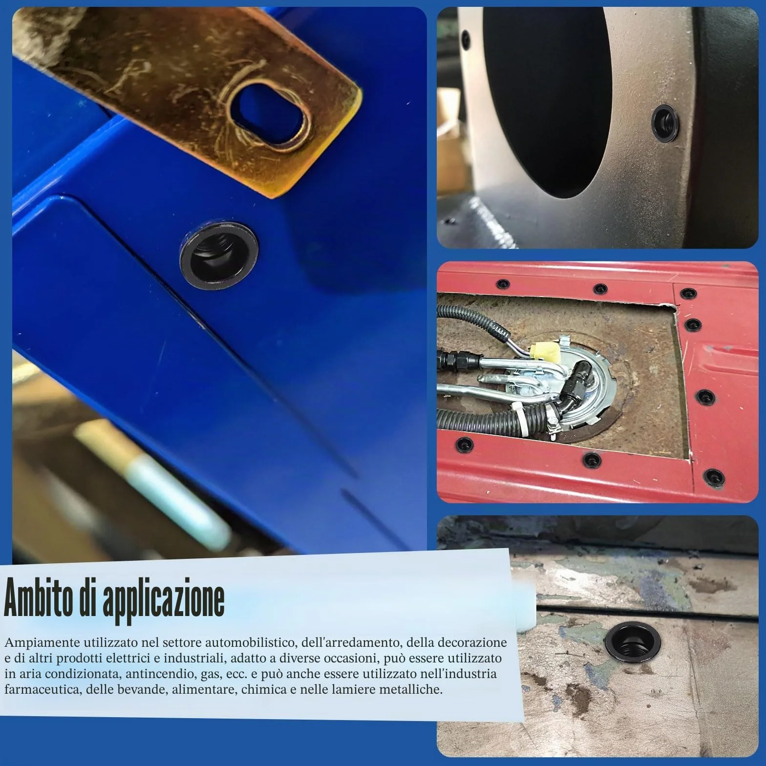 Glarks Set 320 dadi filettati M3 M4 M5 M6 M8 M10 M12 acciaio carbonio zincato nero testa piatta rivnut inserti filettati