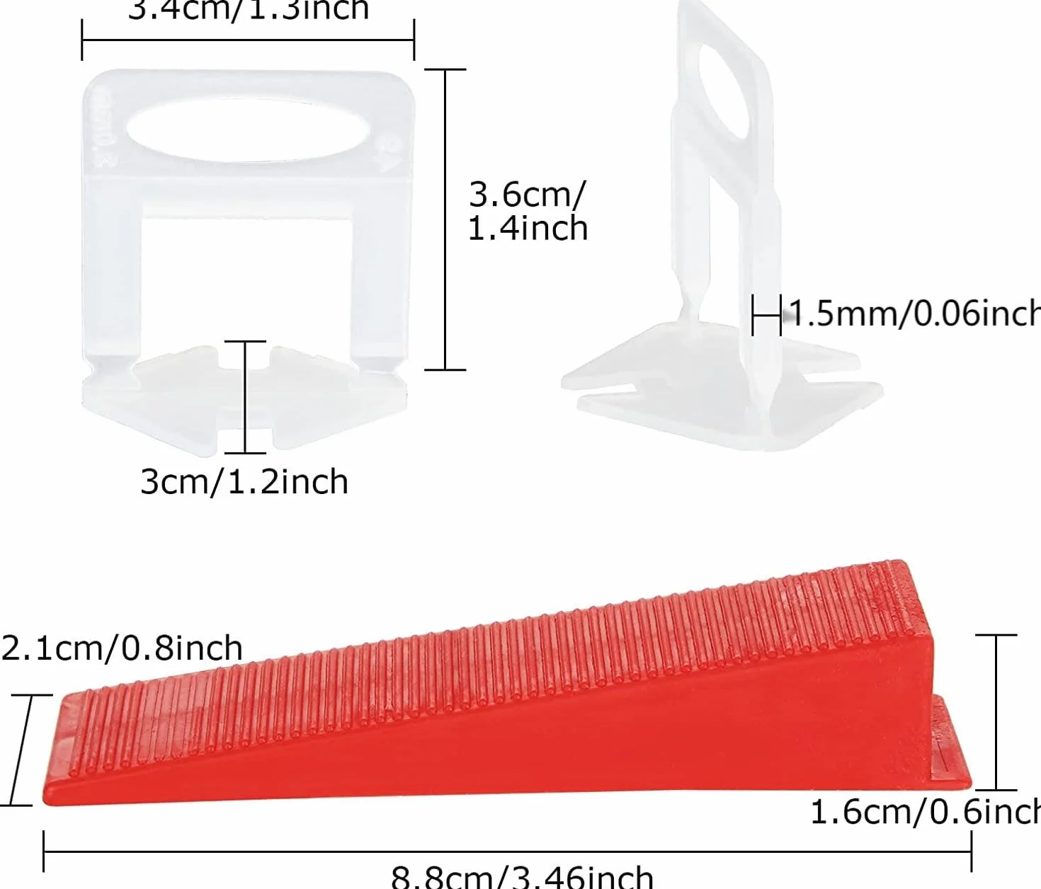 Sistema di Livellamento Piastrelle 1.5 mm, 500 Linguette, 100 Cunei, Pinza per Posa 6-15 mm