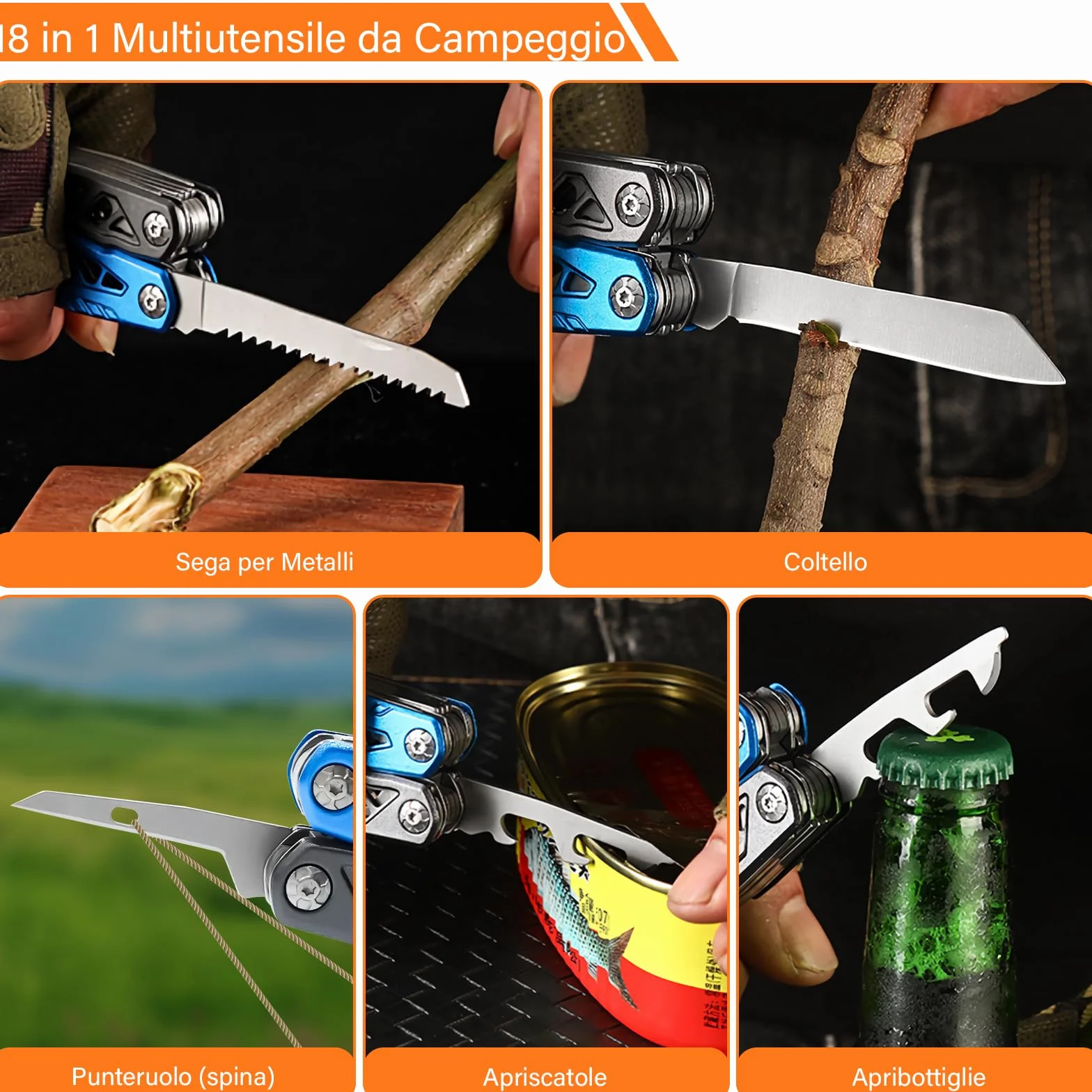 Pinza Multiuso, Coltello Multiuso in Acciaio Inossidabile, Pinza Multifunzione in Coltellino Svizzero con Apribottiglie, Cacciavite, Attrezzi EDC, Ideale per il Campeggio, Riparazioni