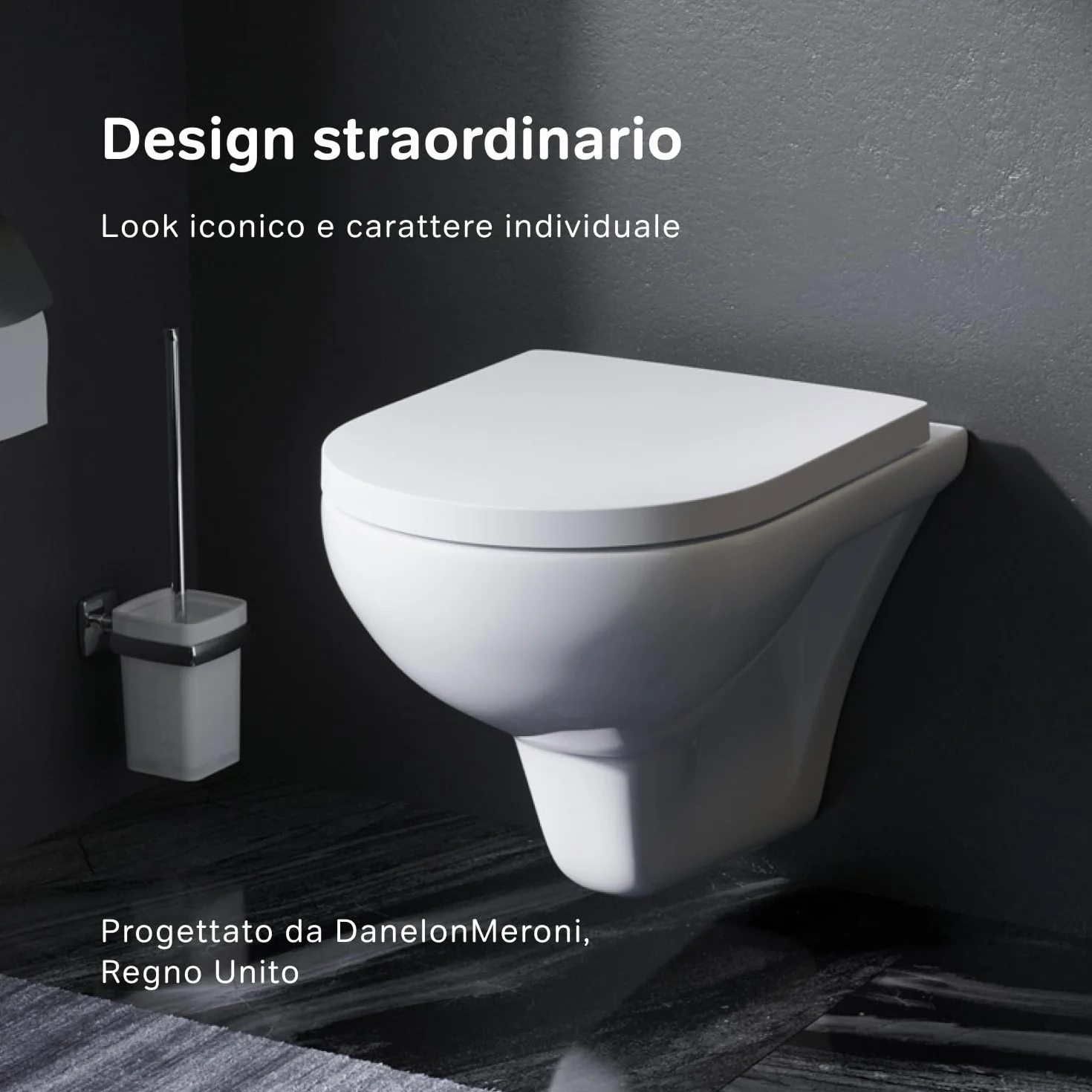 AM.PM Hit WC sospeso senza bordo con sedile abbassamento automatico FlashClean ceramica risciacquo profondo