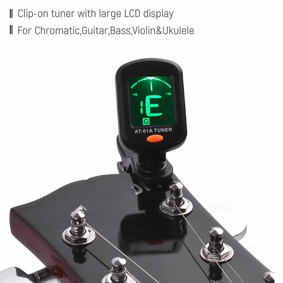 Sintonizzatore Digitale per Chitarra, sintonizzatore a Clip Girevole Display LCD per Chitarra Acustica cromatica Basso Accessori per Chitarra Ukulele