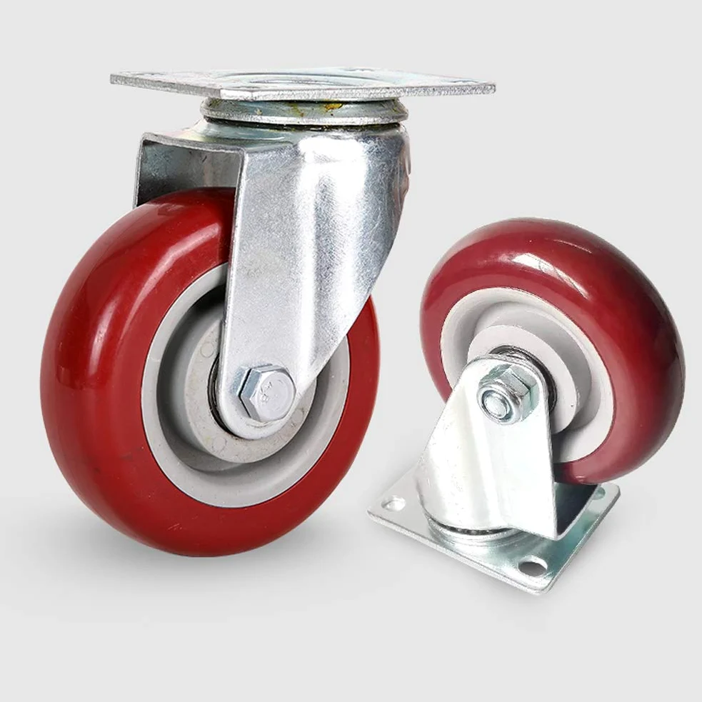 Ruote girevoli resistenti da 65 mm, capacità di 360 kg, ruote per trasporto industriale, con freno, in nylon poliuretanico silenzioso, ideali per mobili di fabbrica, carrelli, tavoli