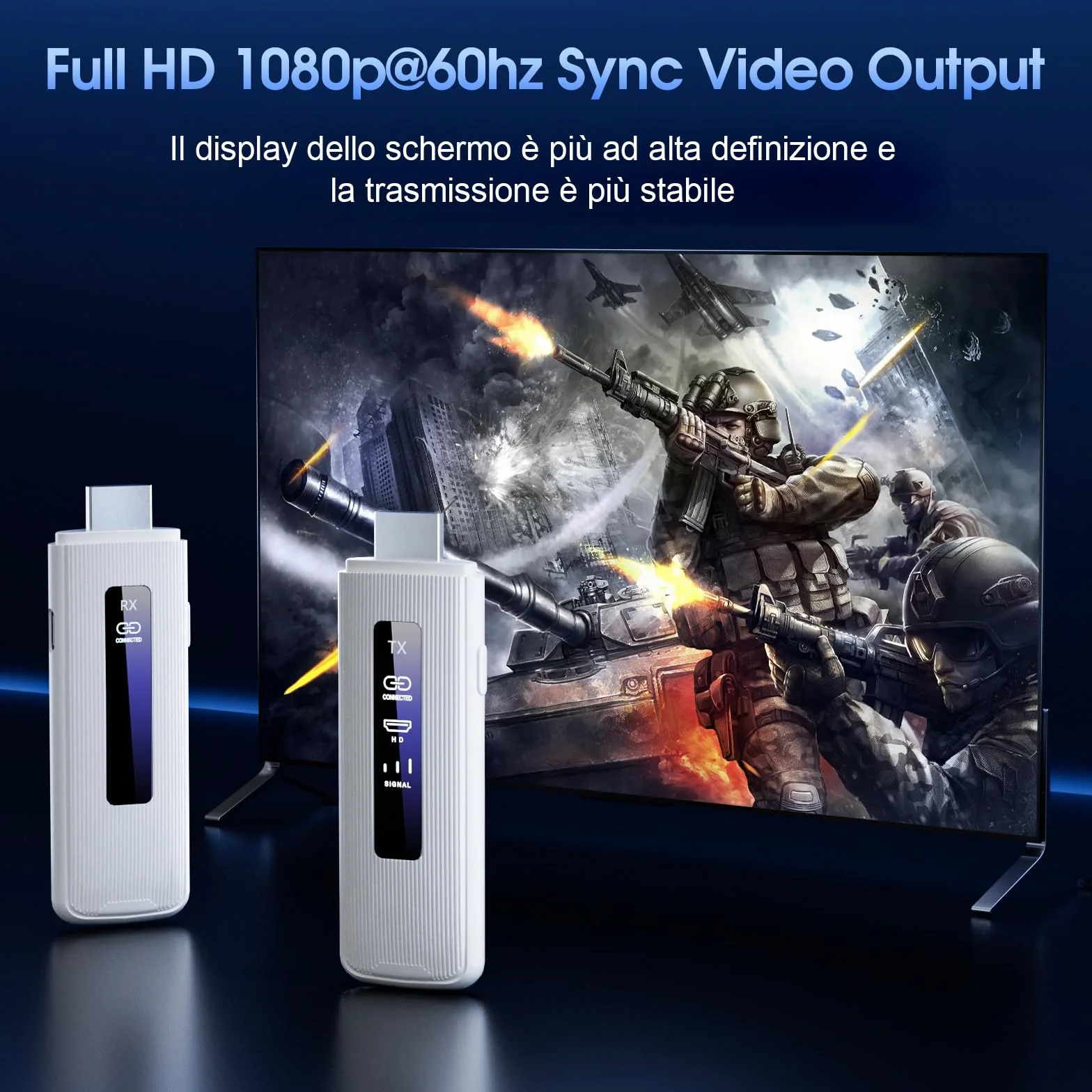 ICZI HDMI Wireless Trasmettitore e Ricevitore HDMI Senza Fili Doppia Banda 2.4/5GHz 164FT/50M con LED per Streaming Video Audio File da Laptop, PC a HDTV, Proiettore, Monitor