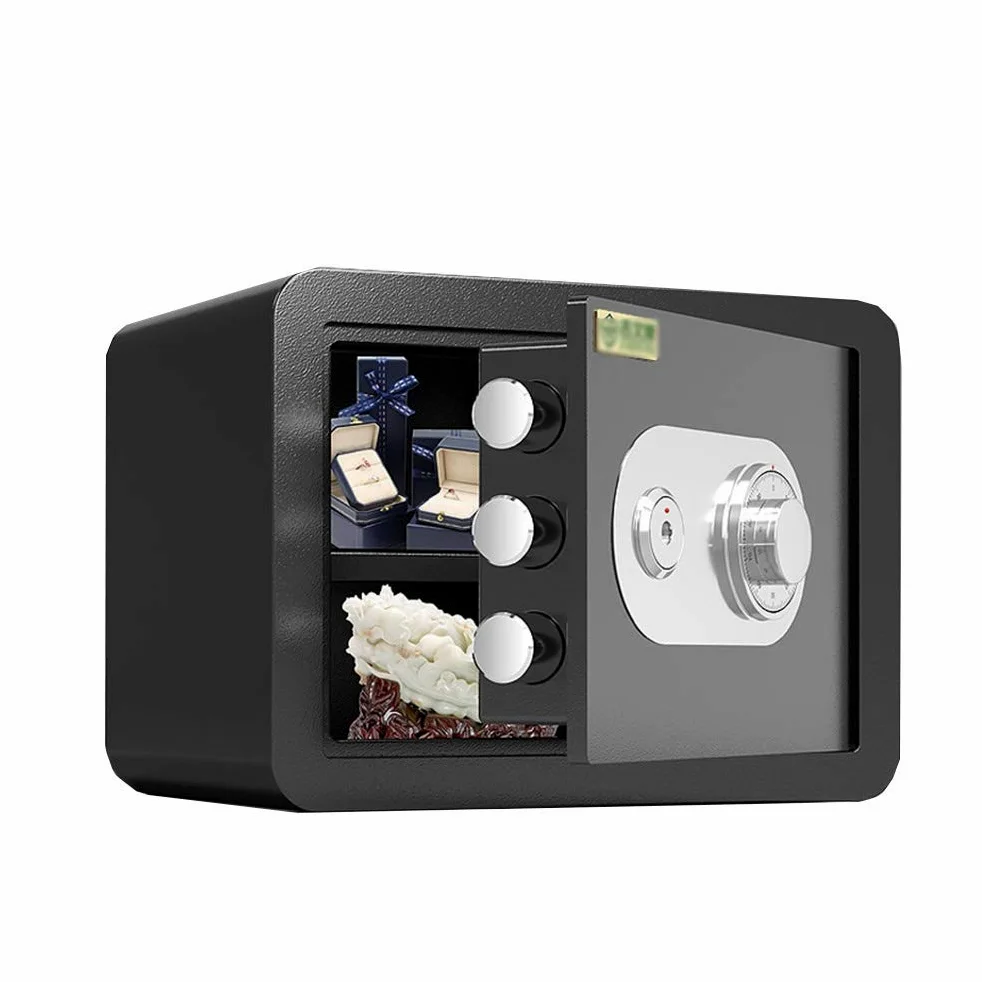 Cassetta di Sicurezza con Password, cassaforte Meccanica con Password, Armadio da 25 cm con Chiave Mini cassaforte Invisibile da Comodino con codice Ufficio Cassaforte antifurto Interamente