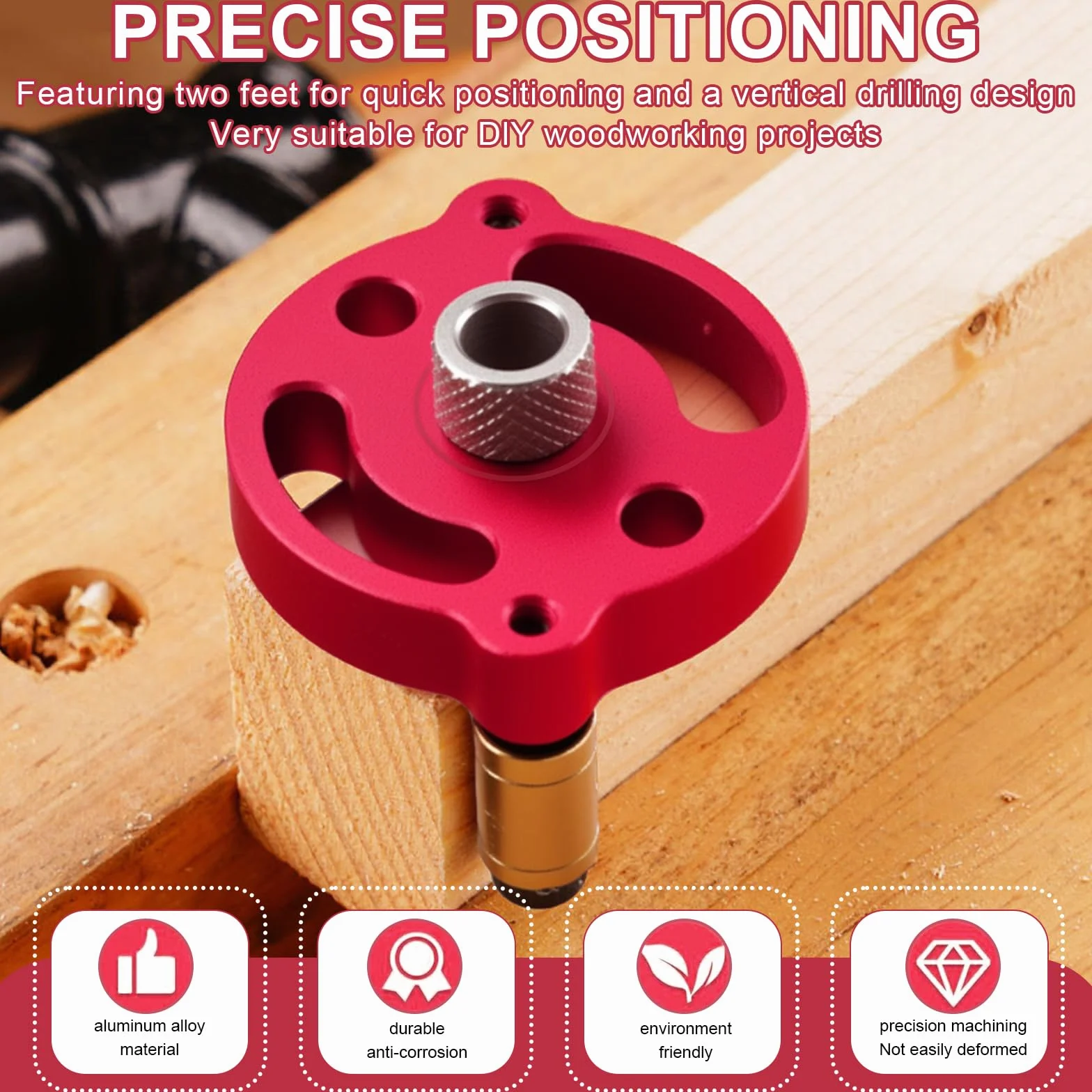 Kit di Ricerca del Centro per Lavorazione del Legno, Autocentrante Verticale con Bussole 3-10 mm, Guida per Trapano