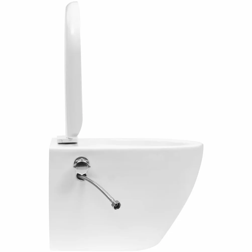 vidaXL Toaleta Podwieszana Bezramowa z Funkcją Bidet Ceramika Biała