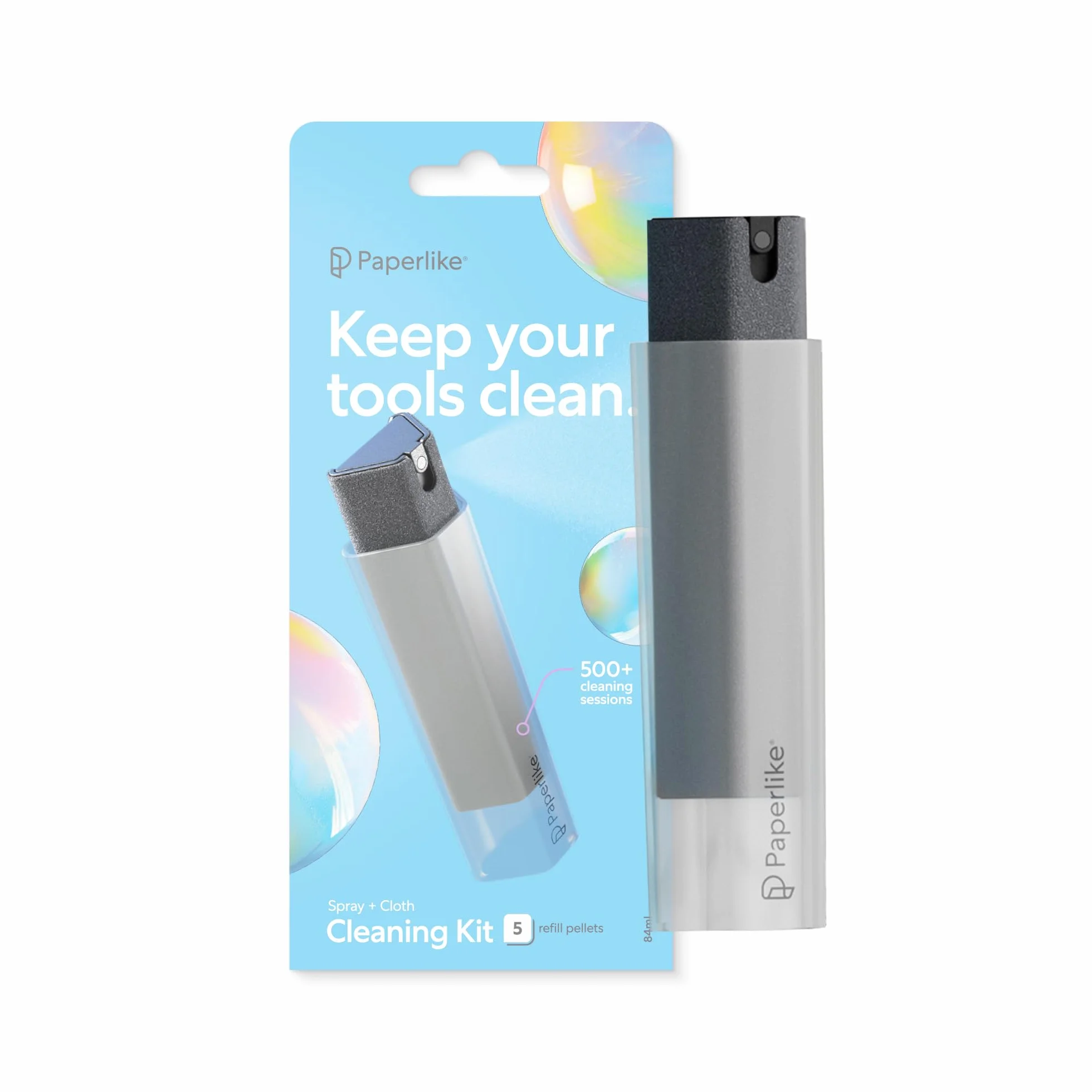 Paperlike® All-in-one Cleaning Kit - Flacone spray in microfibra ricaricabile & soluzione pulente + 5 compresse di ricarica - sicuro su display di iPad & dispositivi elettronici